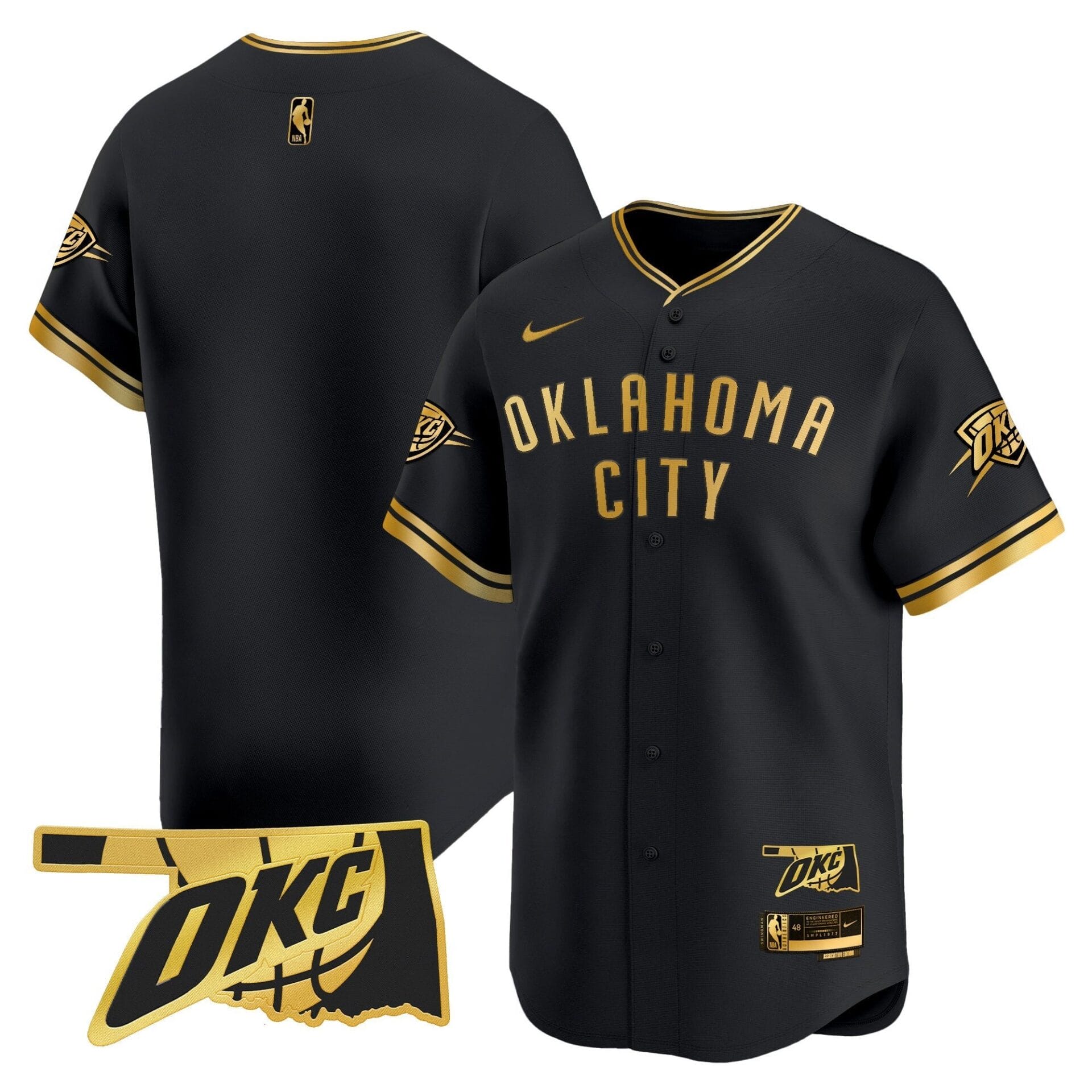 Oklahoma City Thunder Vapor Baseball Jersey - All Stitched - Image 14
