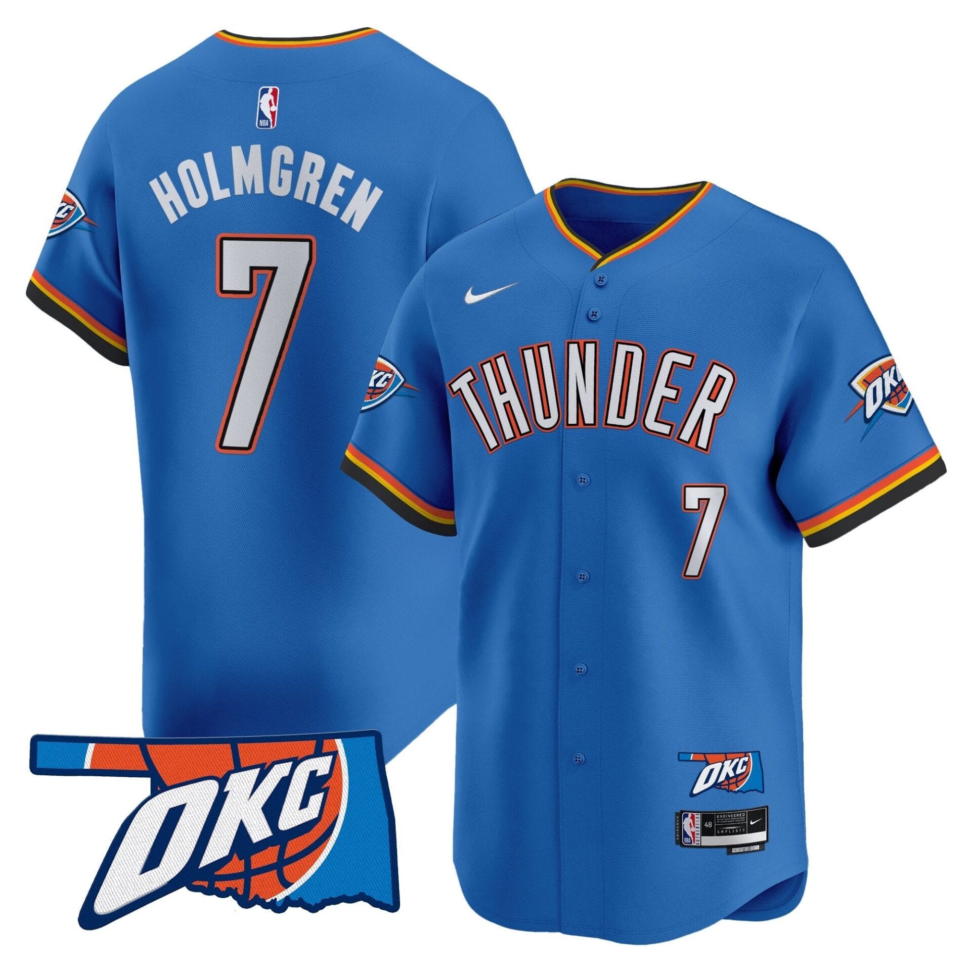 Oklahoma City Thunder Vapor Baseball Jersey - All Stitched - Image 17