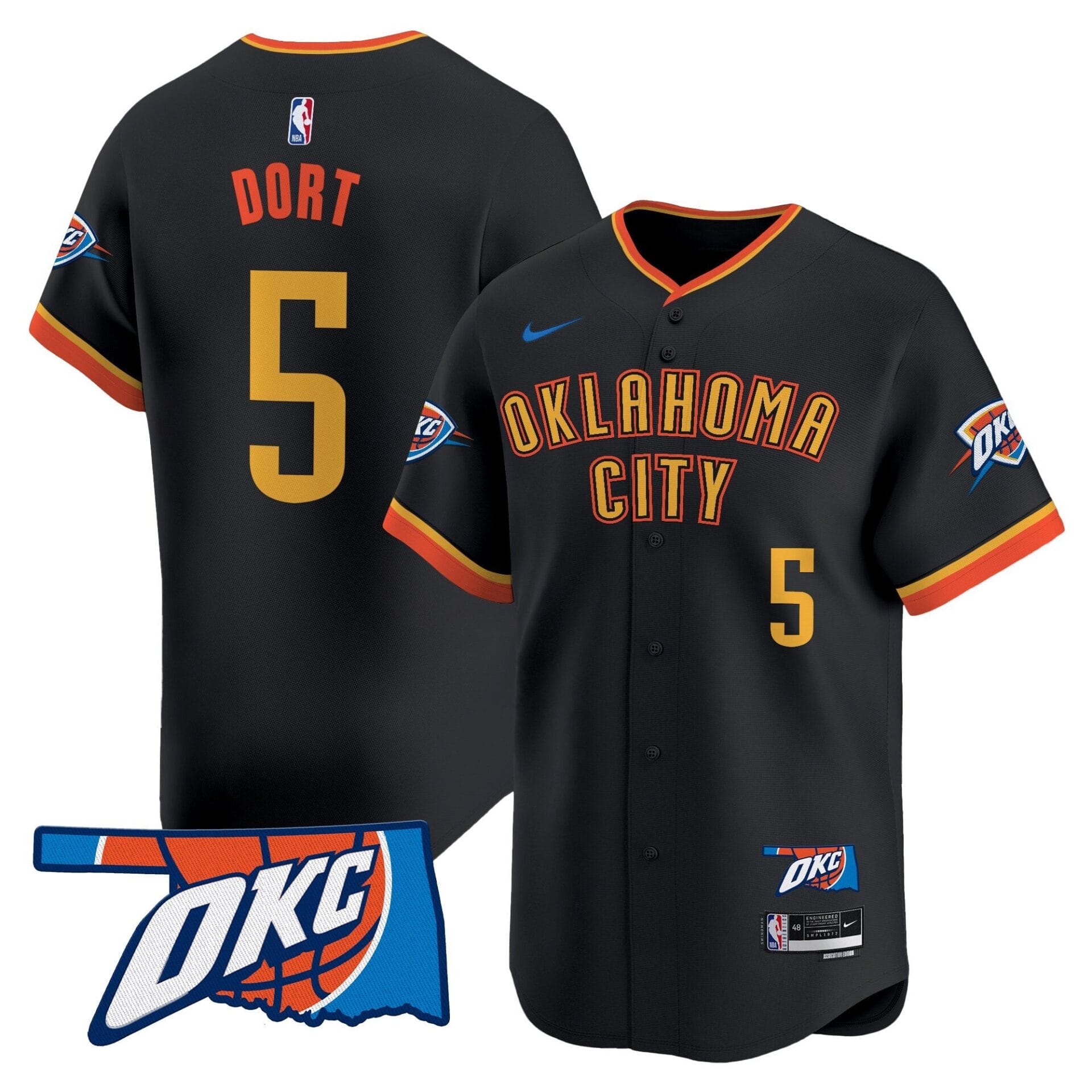 Oklahoma City Thunder Vapor Baseball Jersey - All Stitched - Image 33