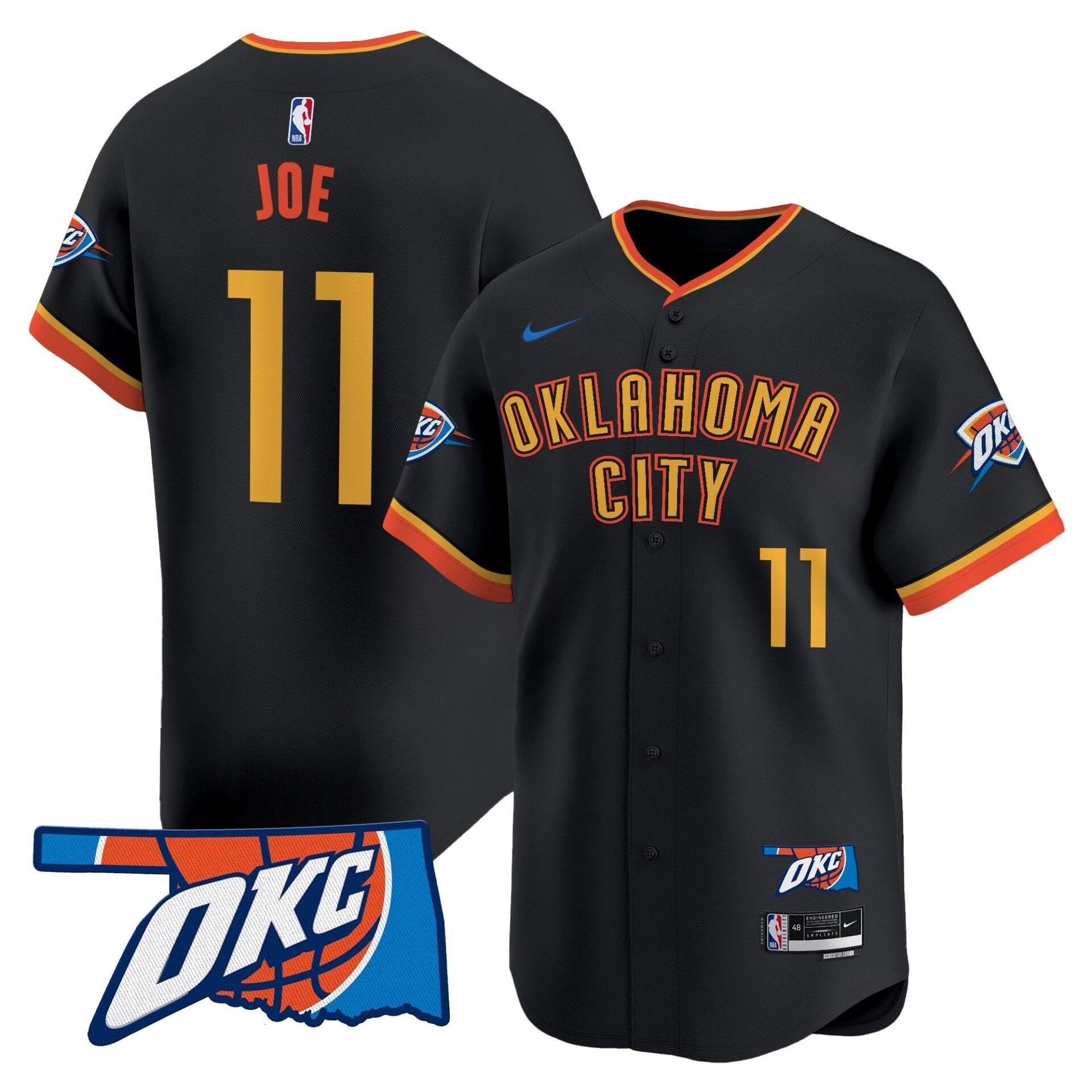 Oklahoma City Thunder Vapor Baseball Jersey - All Stitched - Image 34