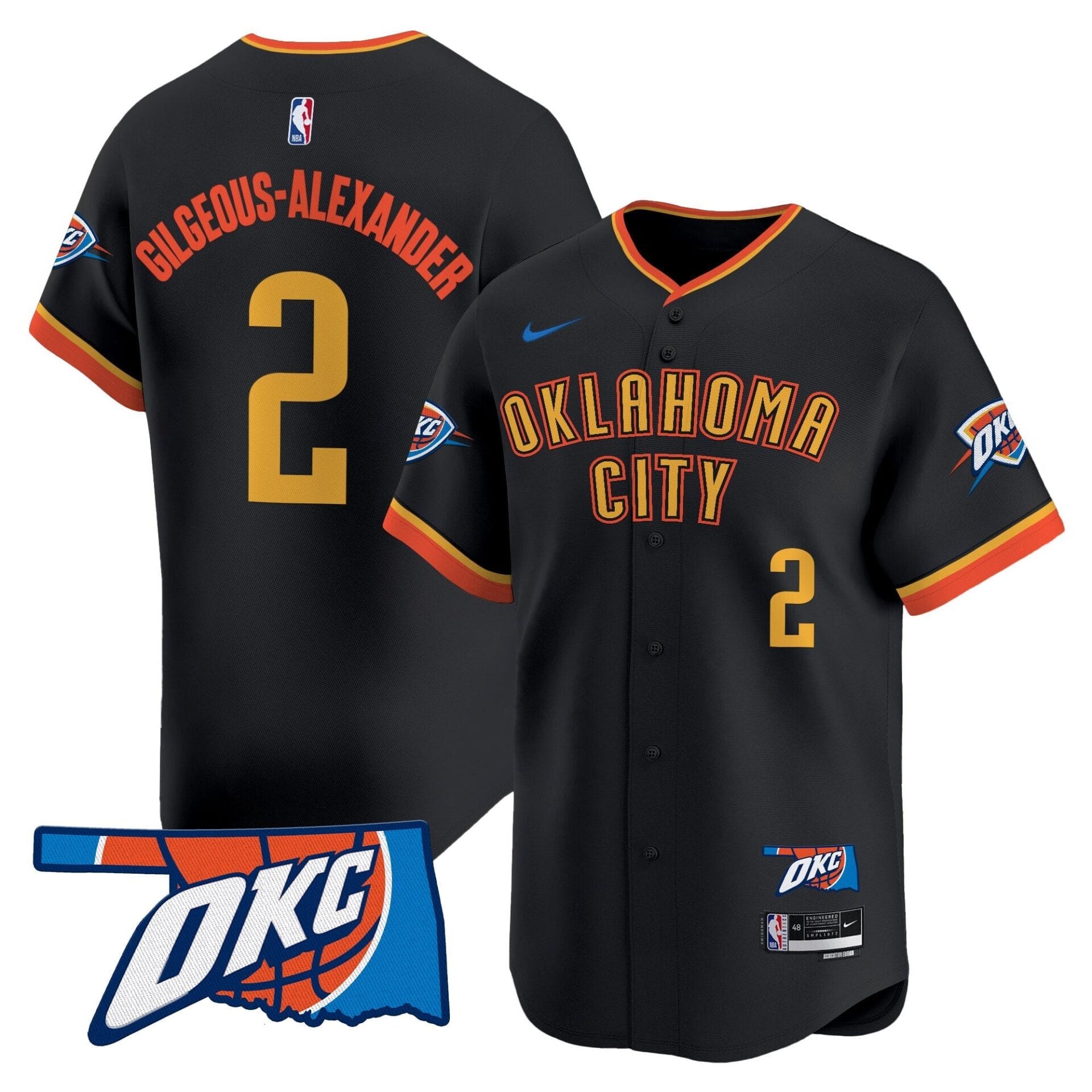 Oklahoma City Thunder Vapor Baseball Jersey - All Stitched - Image 29