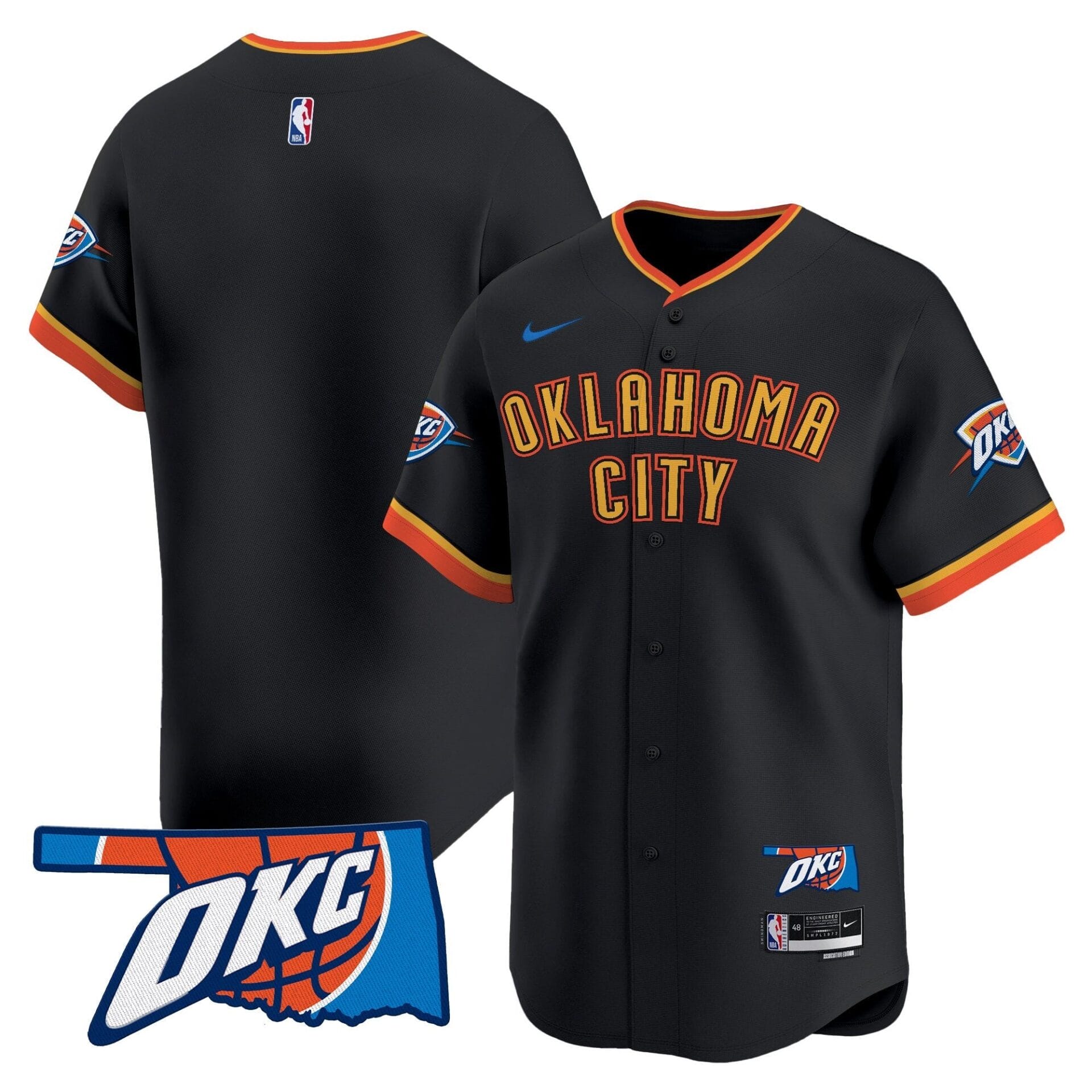Oklahoma City Thunder Vapor Baseball Jersey - All Stitched - Image 35