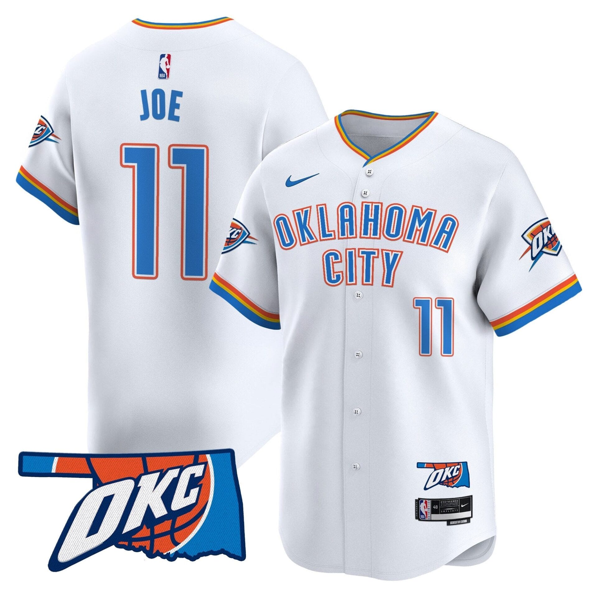 Oklahoma City Thunder Vapor Baseball Jersey - All Stitched - Image 27