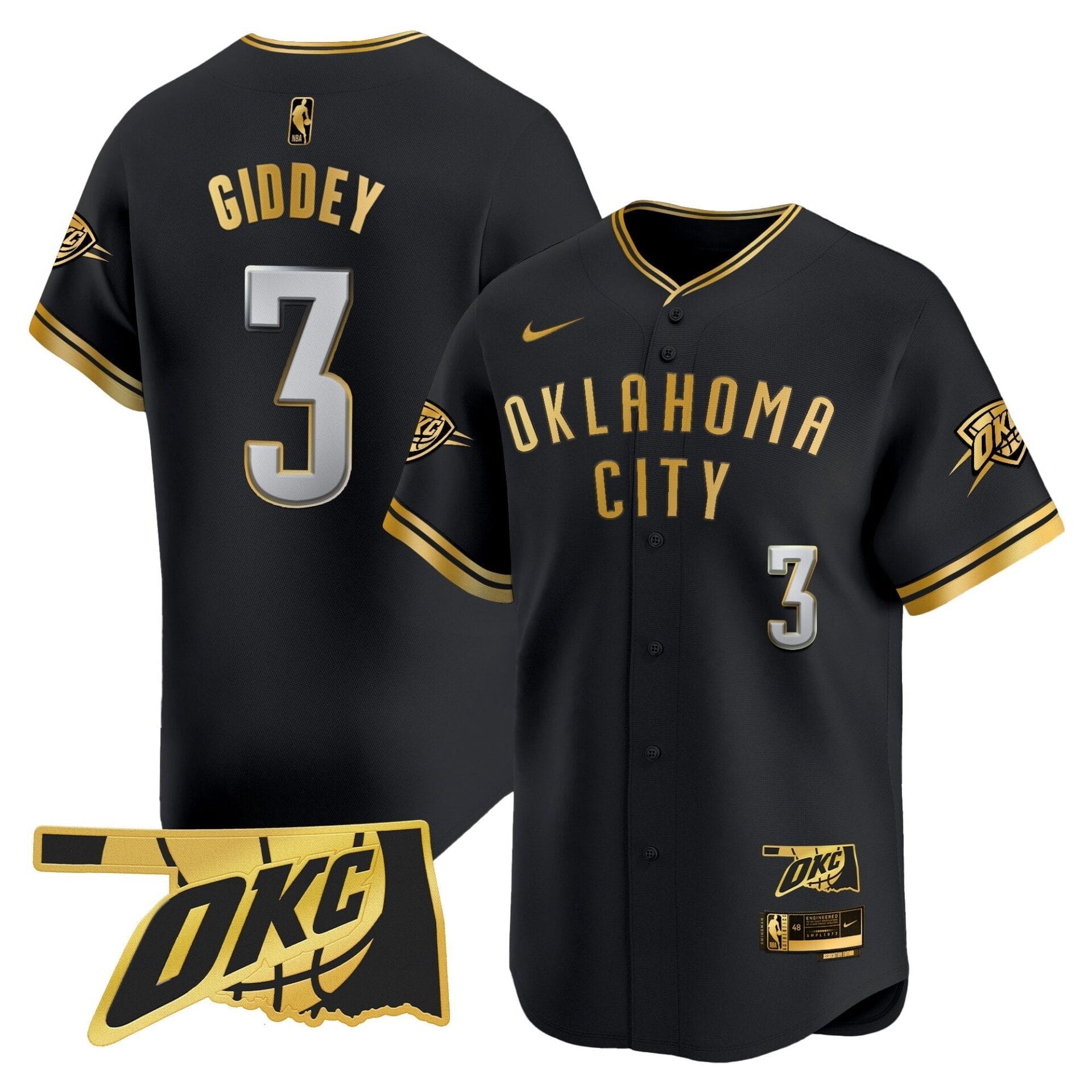 Oklahoma City Thunder Vapor Baseball Jersey - All Stitched - Image 11