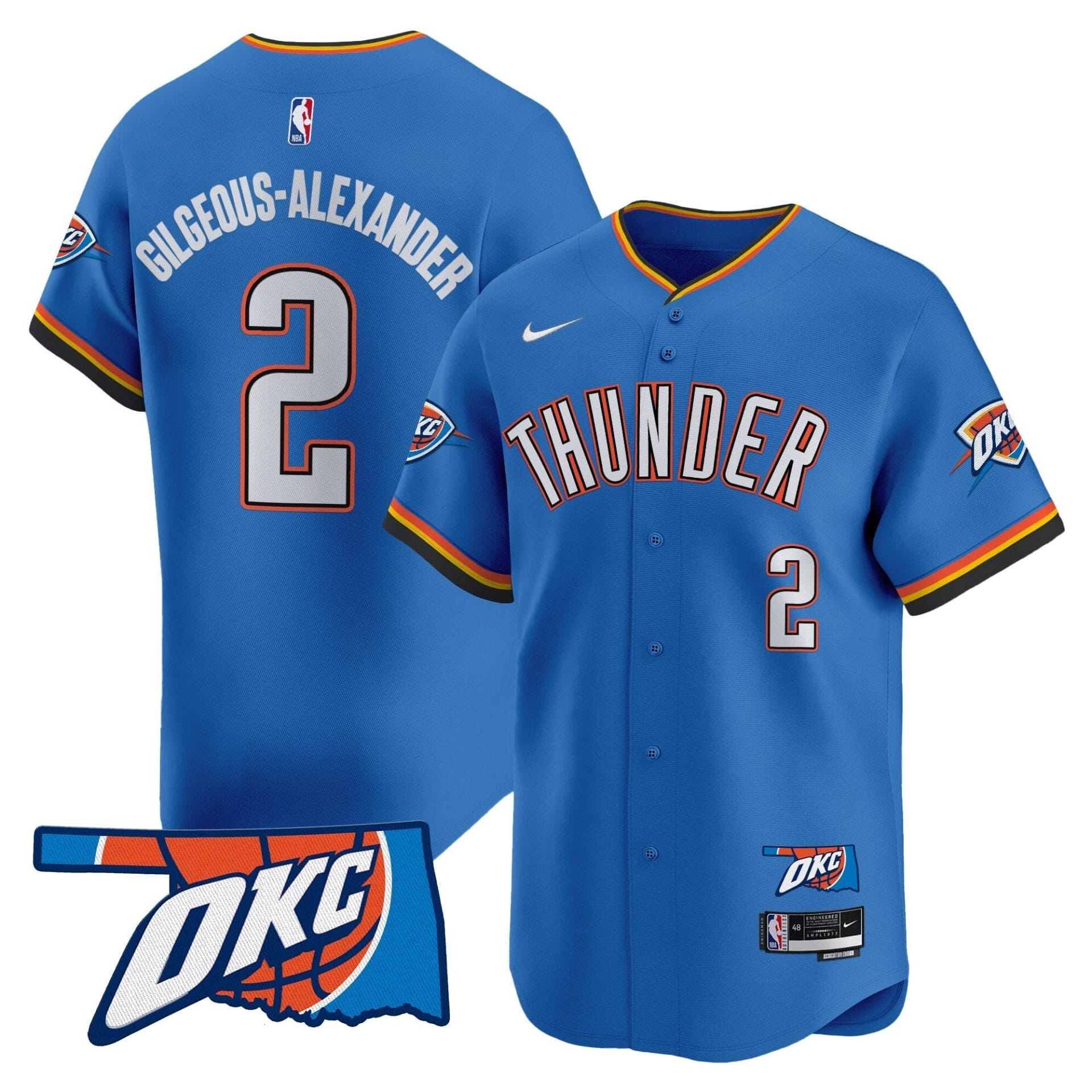 Oklahoma City Thunder Vapor Baseball Jersey - All Stitched - Image 15