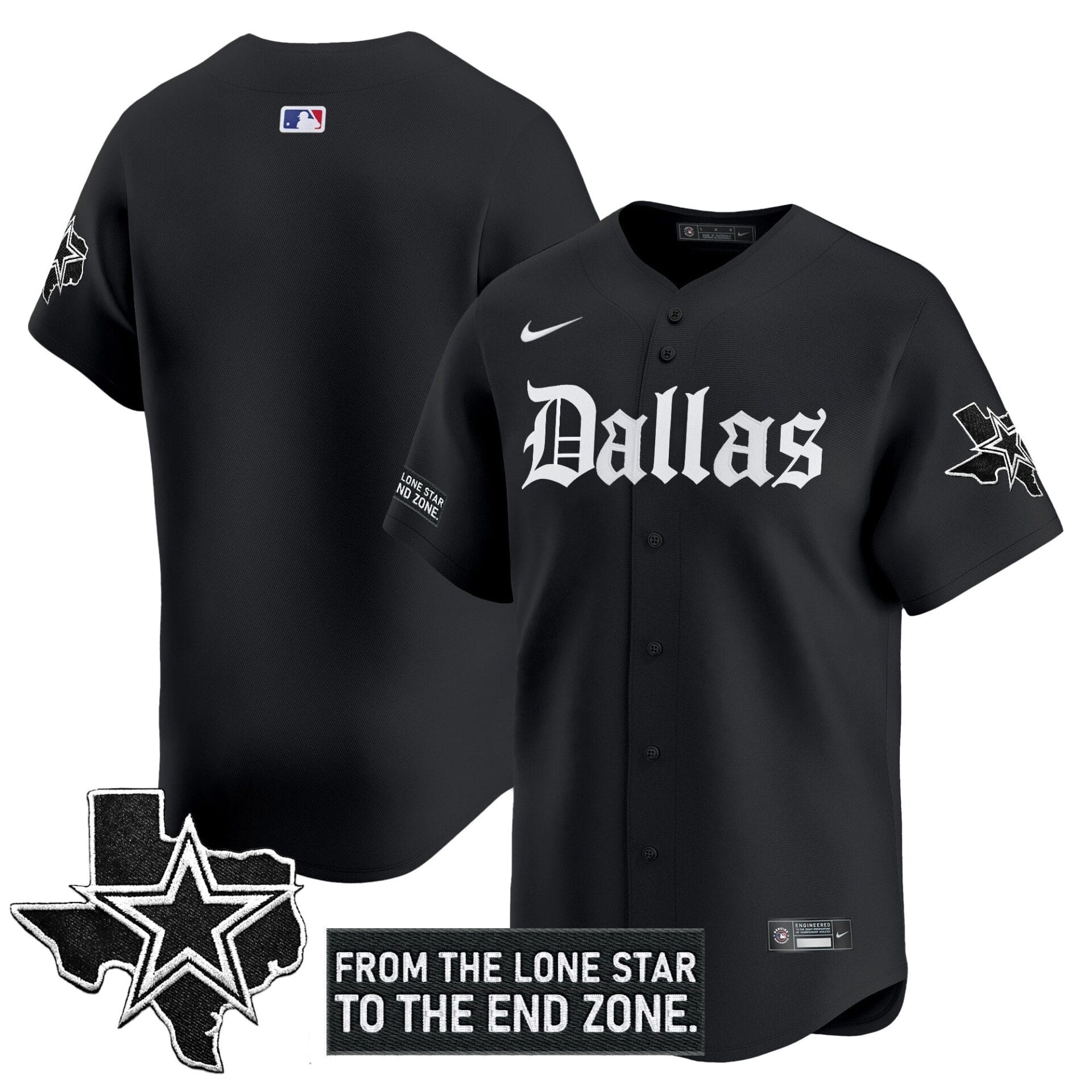 Dallas Cowboys 'Gothic Lone Star Edition' Vapor Baseball Jersey - All Stitched - Image 9
