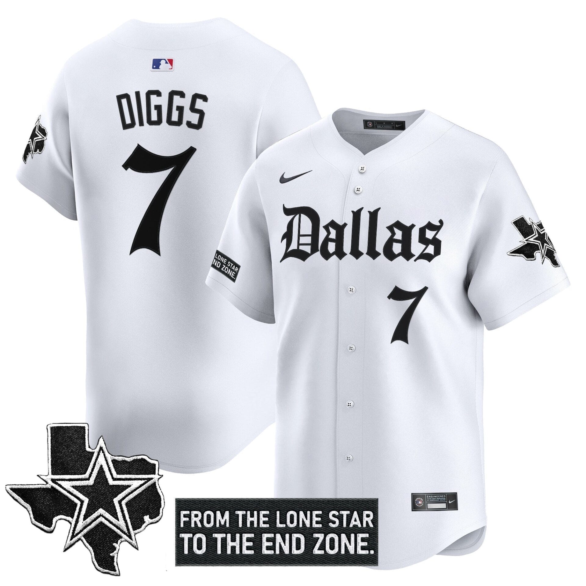 Dallas Cowboys 'Gothic Lone Star Edition' Vapor Baseball Jersey - All Stitched - Image 17