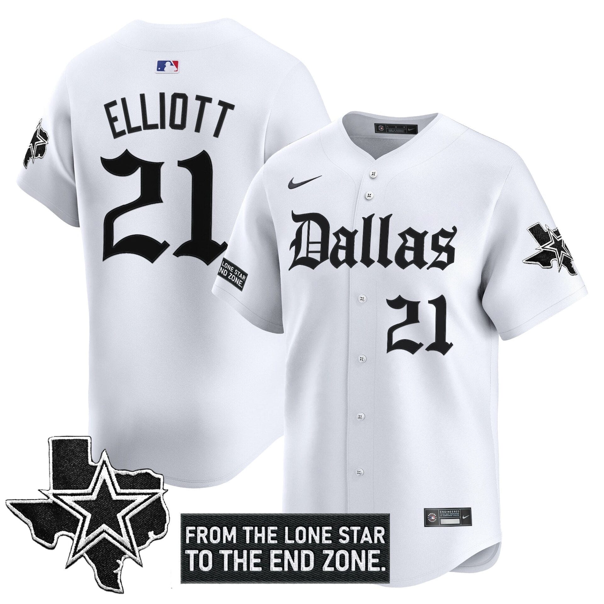 Dallas Cowboys 'Gothic Lone Star Edition' Vapor Baseball Jersey - All Stitched - Image 13