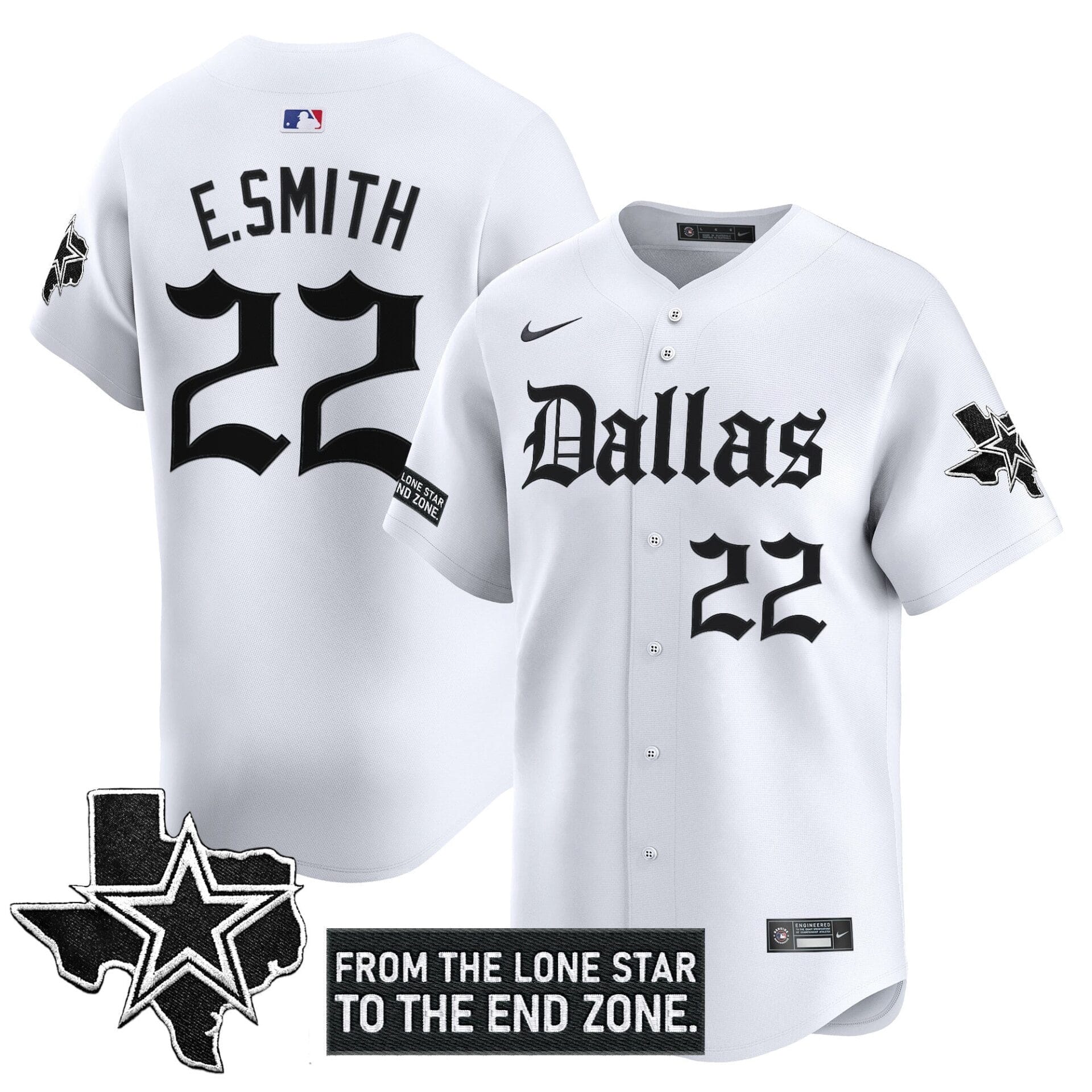 Dallas Cowboys 'Gothic Lone Star Edition' Vapor Baseball Jersey - All Stitched - Image 15