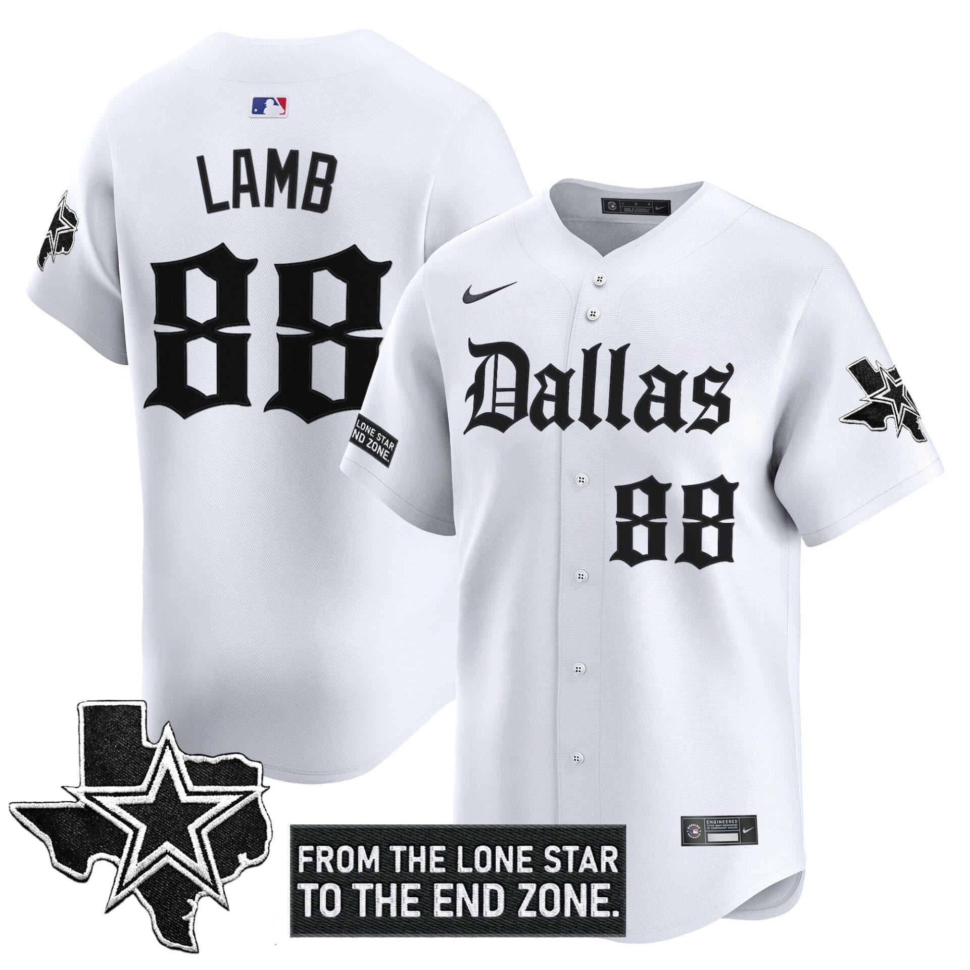 Dallas Cowboys 'Gothic Lone Star Edition' Vapor Baseball Jersey - All Stitched - Image 16