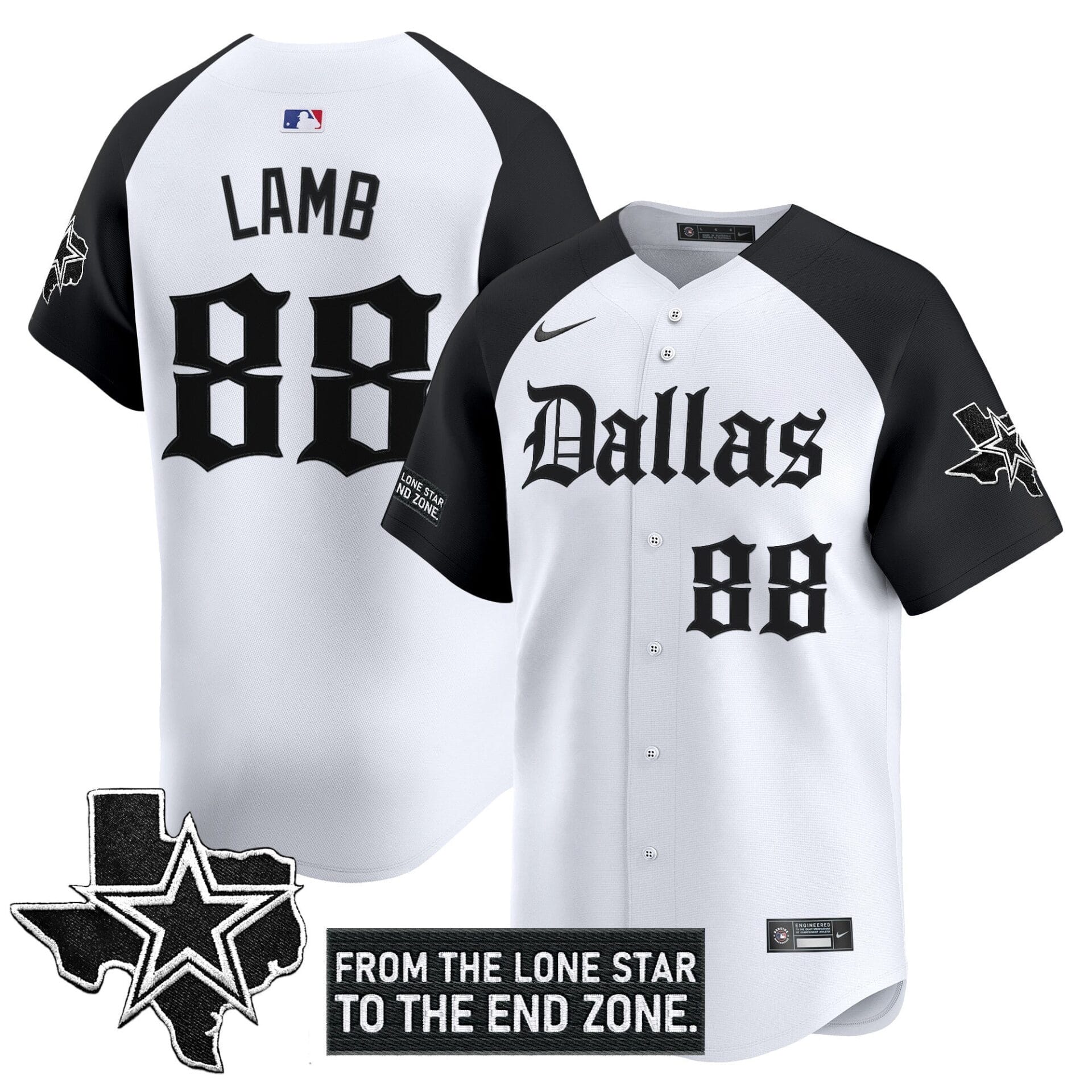 Dallas Cowboys 'Gothic Lone Star Edition' Vapor Baseball Jersey - All Stitched - Image 25