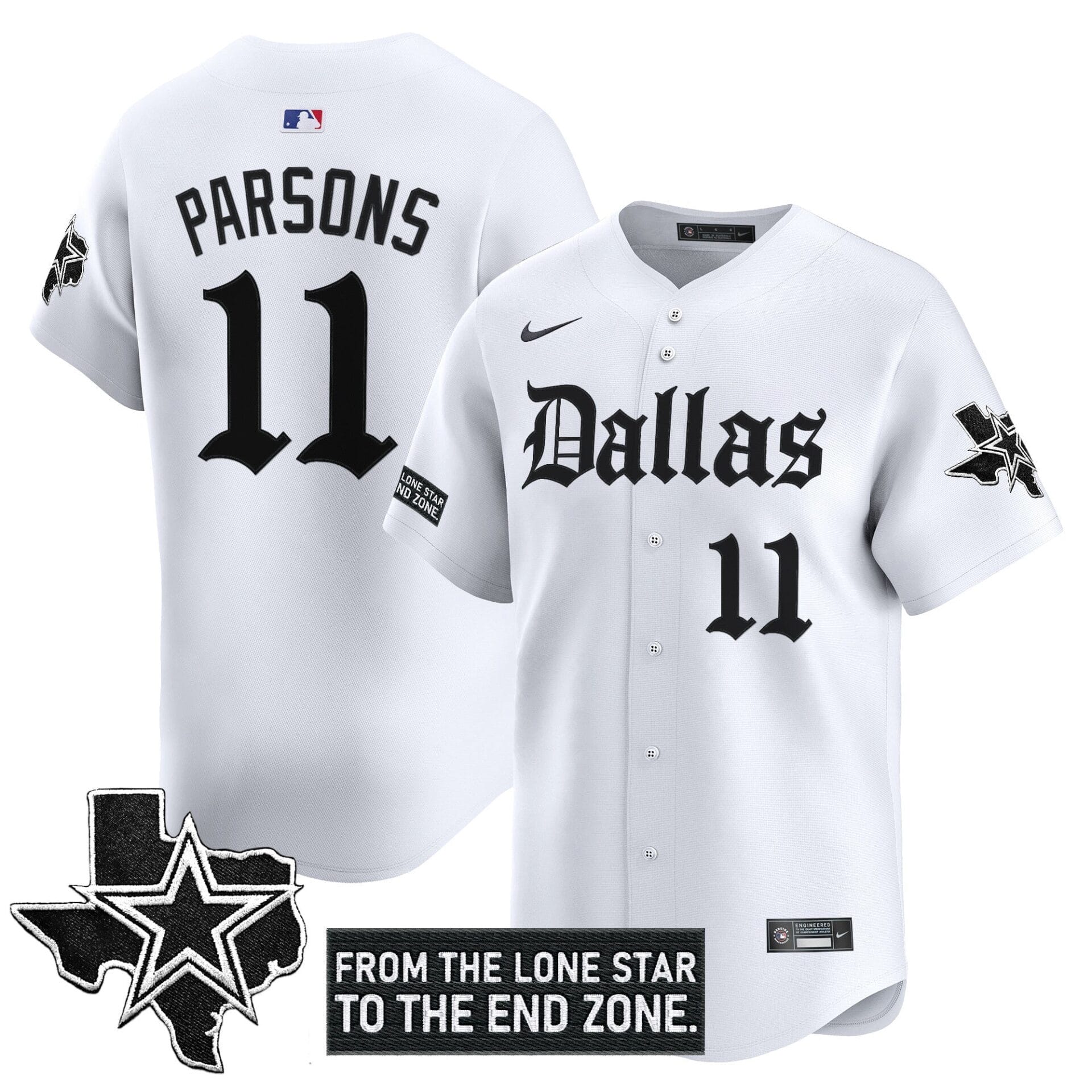 Dallas Cowboys 'Gothic Lone Star Edition' Vapor Baseball Jersey - All Stitched - Image 10