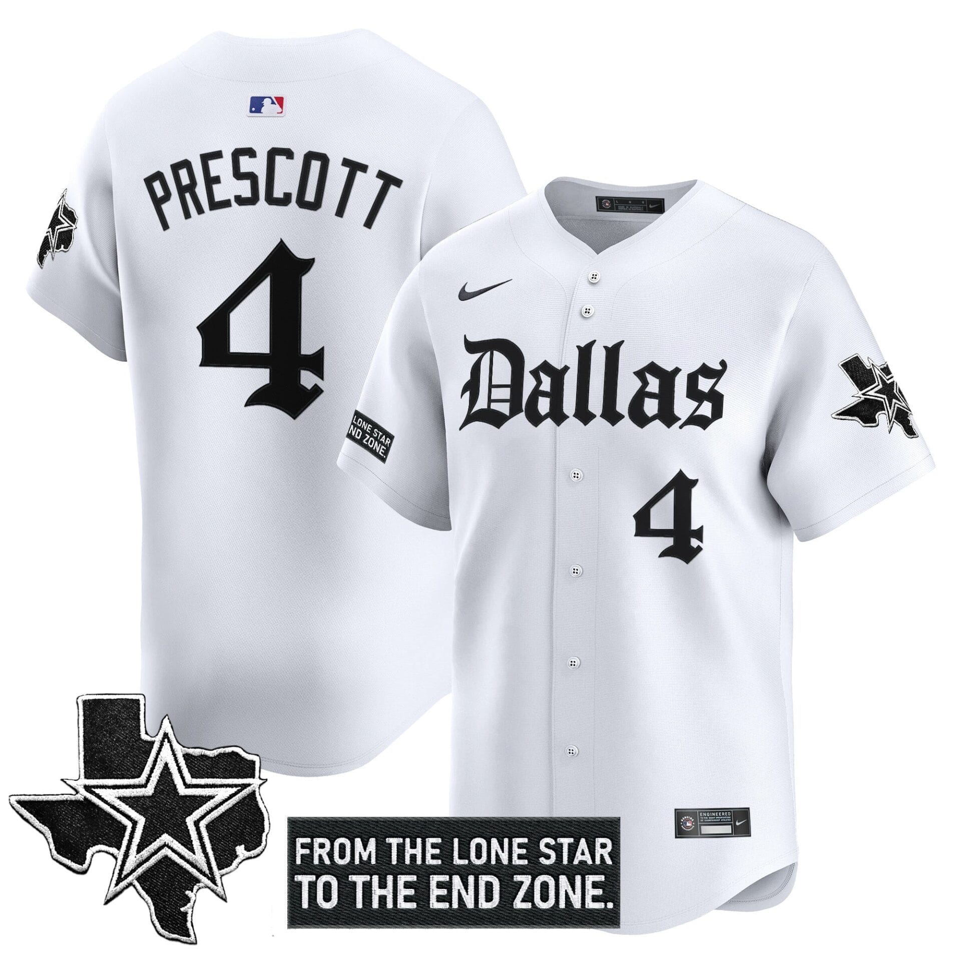 Dallas Cowboys 'Gothic Lone Star Edition' Vapor Baseball Jersey - All Stitched - Image 11
