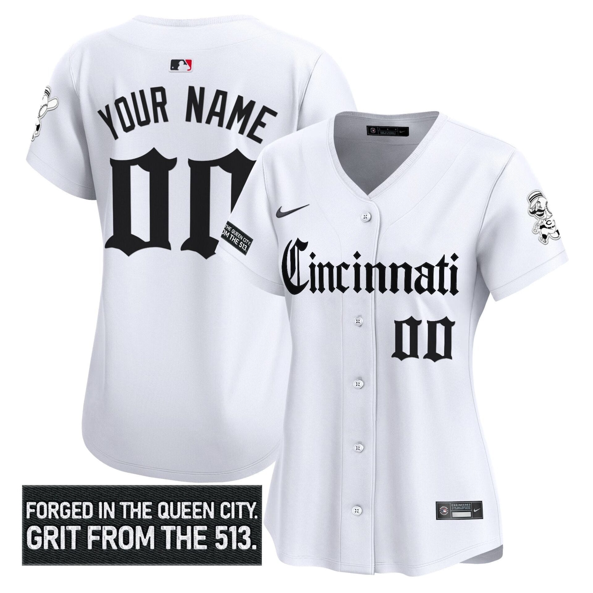 Cincinnati Reds 'Gothic Queen City Edition' Vapor Premier Limited Custom Jersey - All Stitched - Image 5