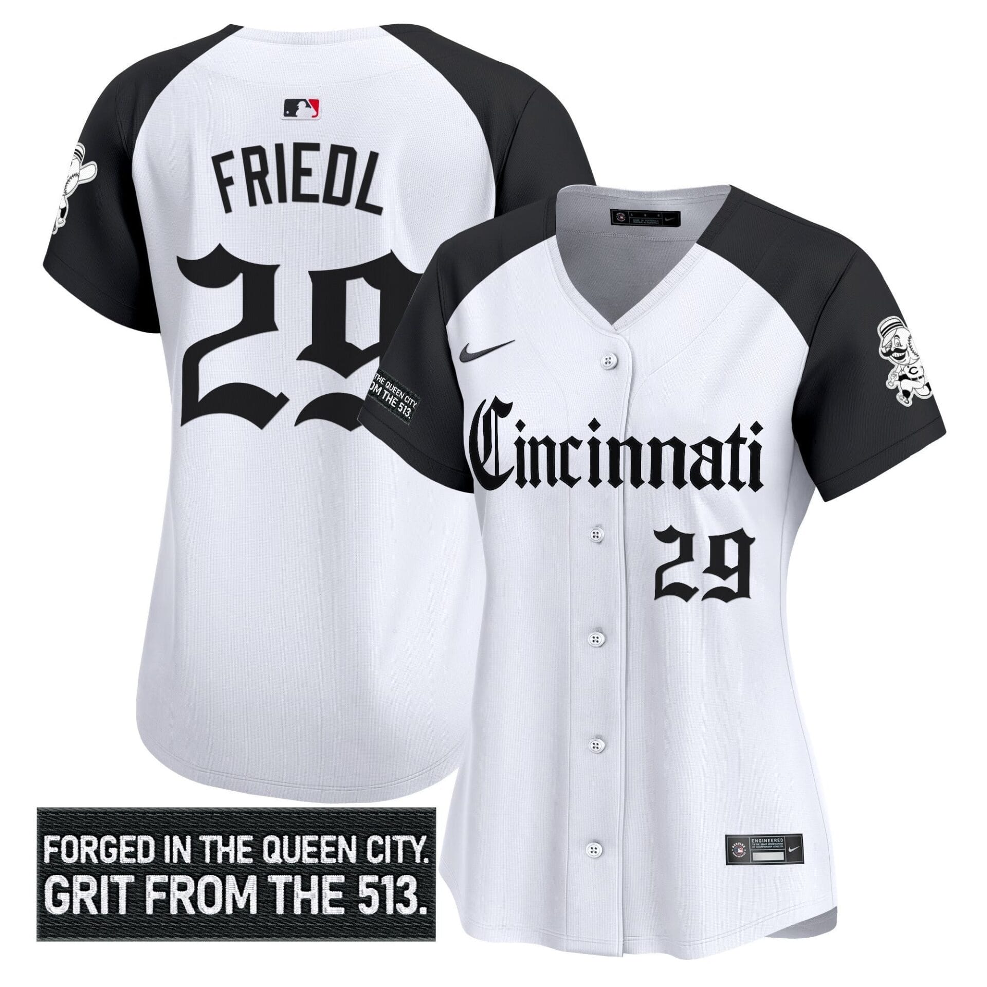 Women's Cincinnati Reds 'Gothic Queen City Edition' Vapor Premier Limited Jersey - All Stitched - Image 11