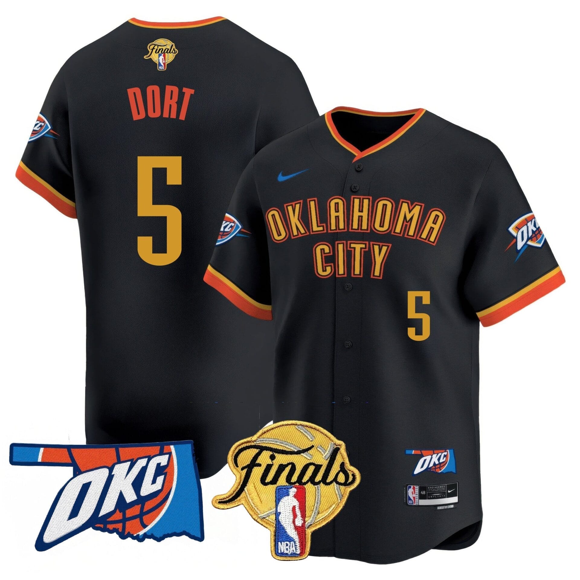 Oklahoma City Thunder Baseball Jersey - Final Patch - All Stitched - Image 2