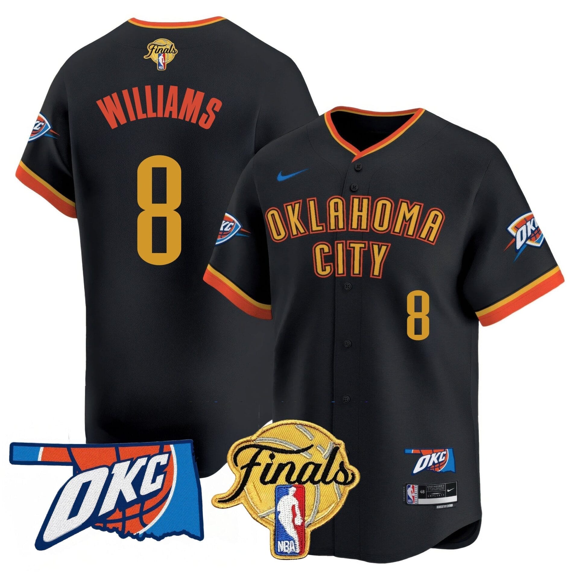 Oklahoma City Thunder Baseball Jersey - Final Patch - All Stitched - Image 7
