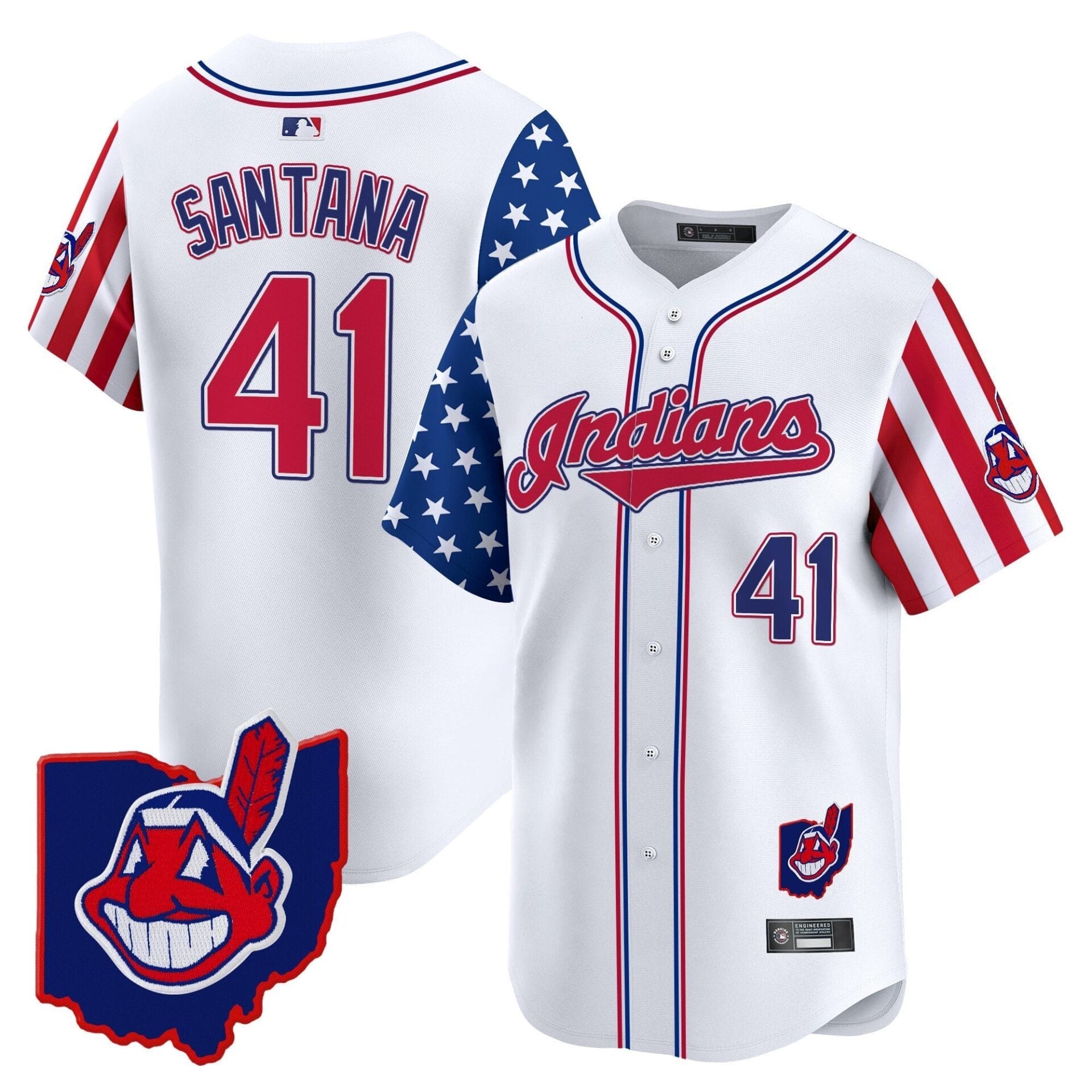 Cleveland Indians 2025 Independence Day Vapor Premier Limited Jersey - All Stitched - Image 6