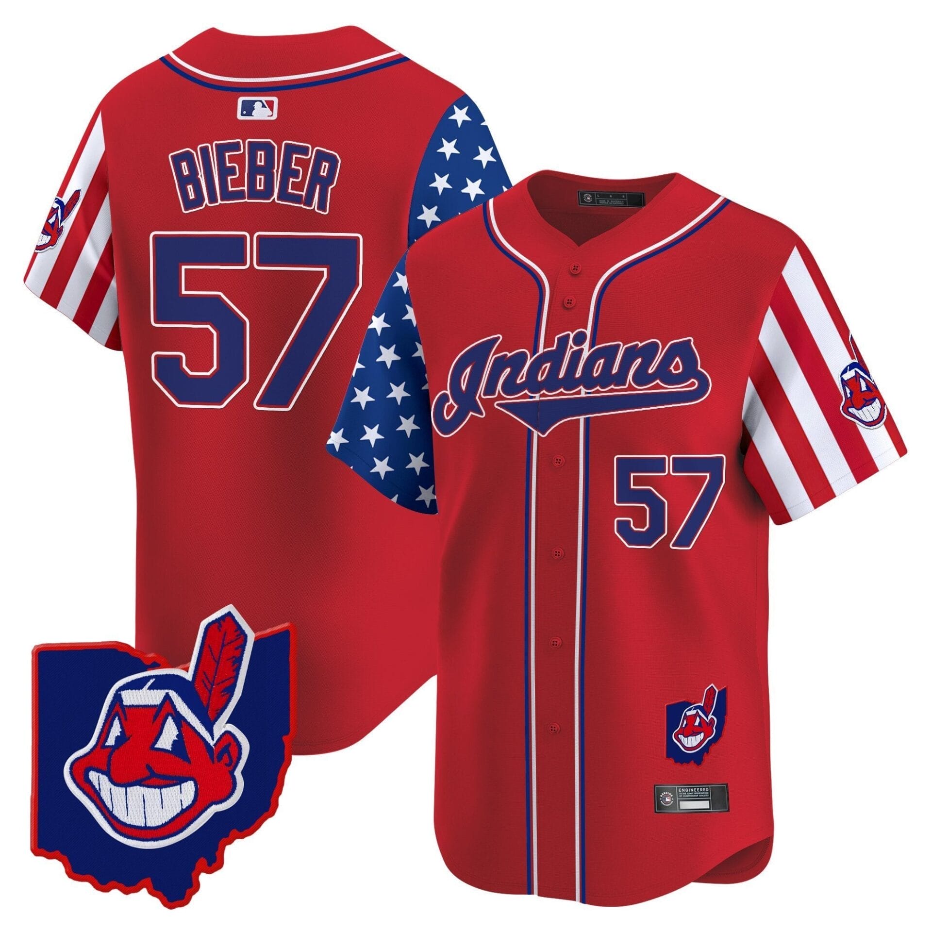 Cleveland Indians 2025 Independence Day Vapor Premier Limited Jersey - All Stitched - Image 10