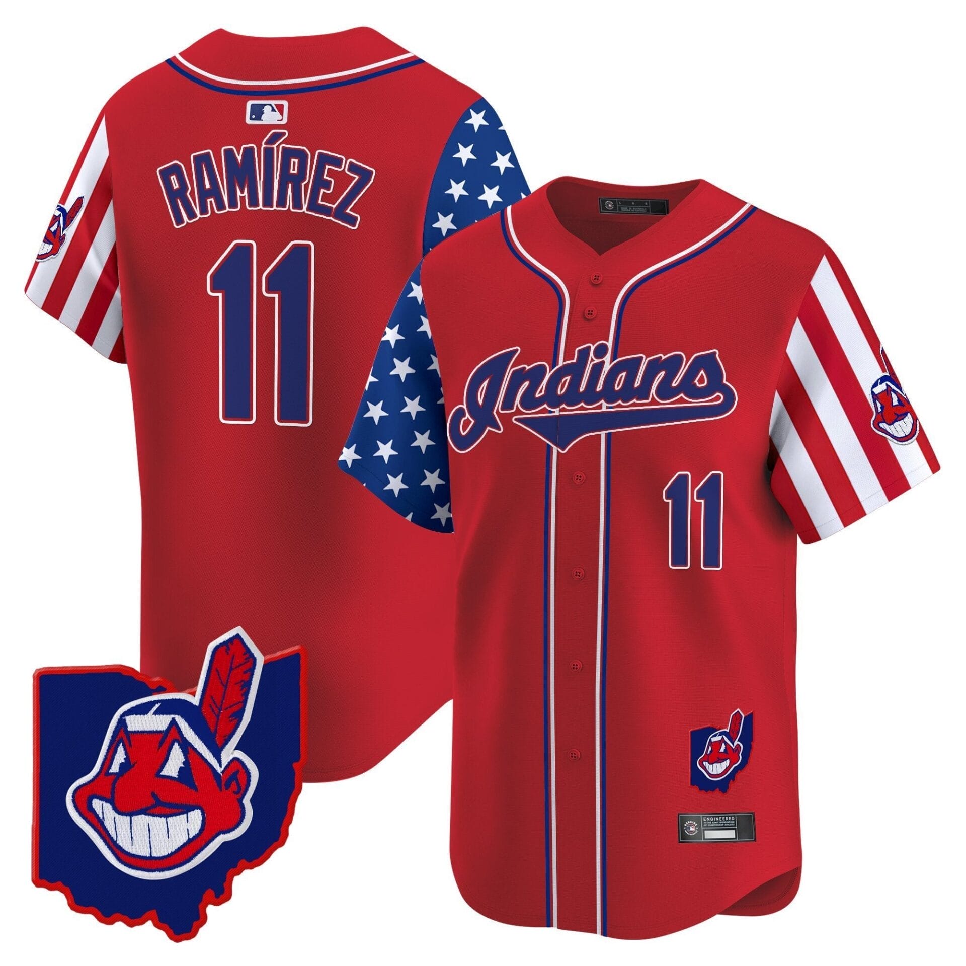 Cleveland Indians 2025 Independence Day Vapor Premier Limited Jersey - All Stitched - Image 9