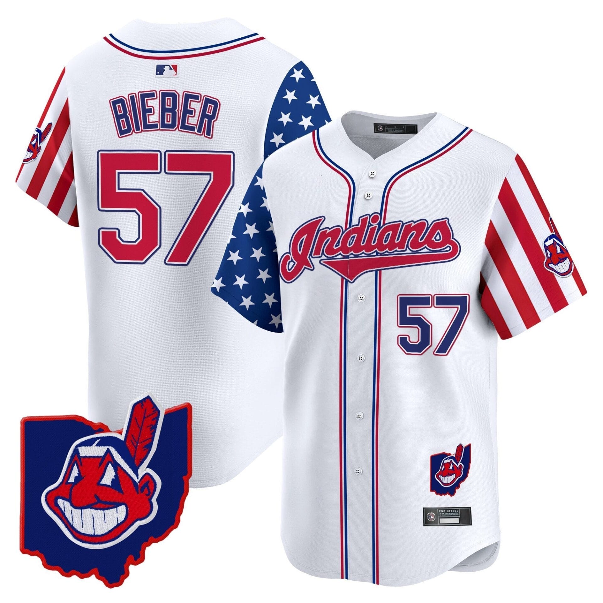 Cleveland Indians 2025 Independence Day Vapor Premier Limited Jersey - All Stitched - Image 2