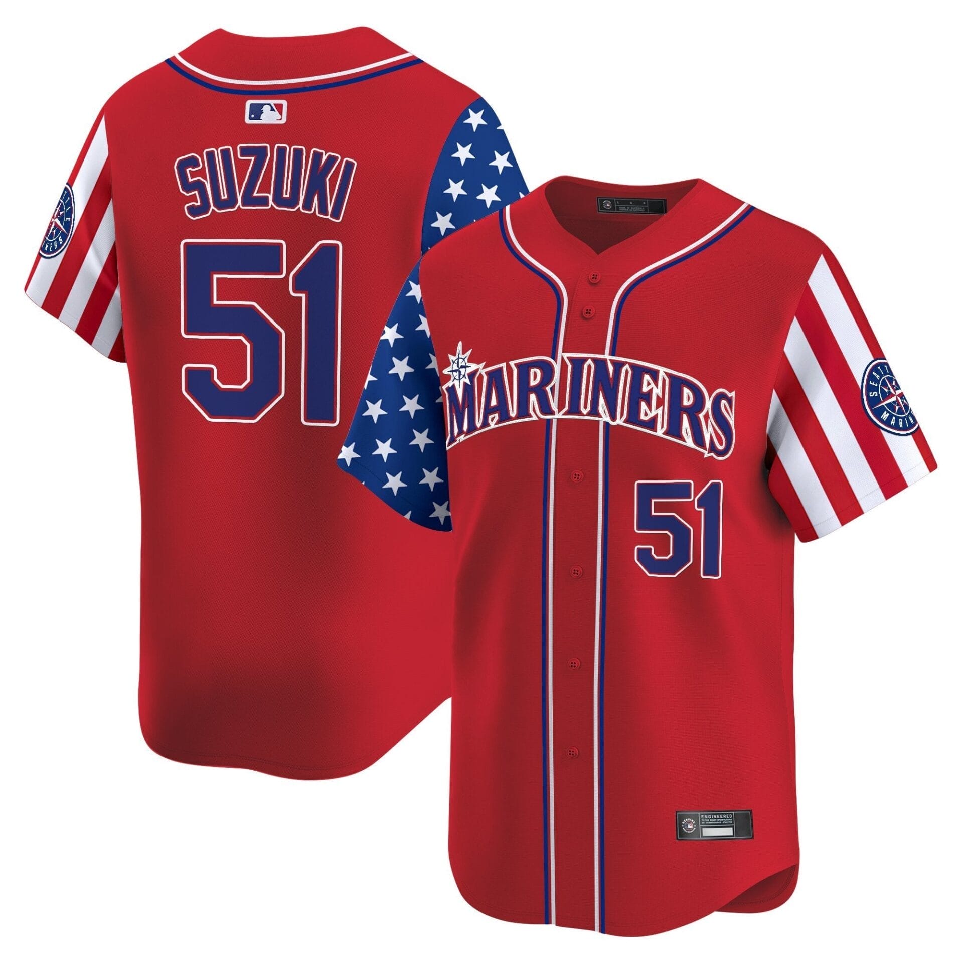 Seattle Mariners 2025 Independence Day Vapor Premier Limited Jersey - All Stitched - Image 11