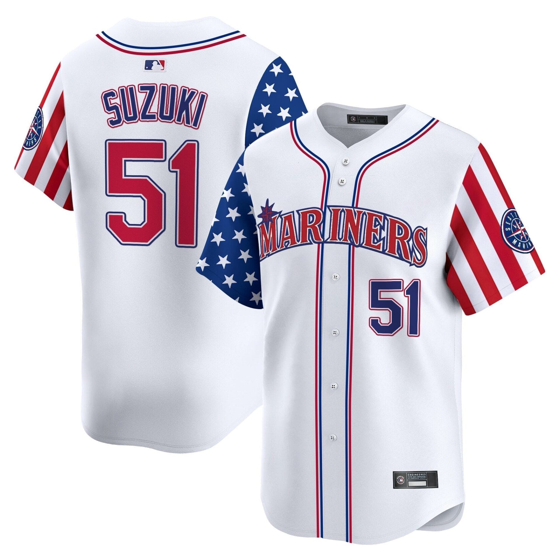 Seattle Mariners 2025 Independence Day Vapor Premier Limited Jersey - All Stitched - Image 2