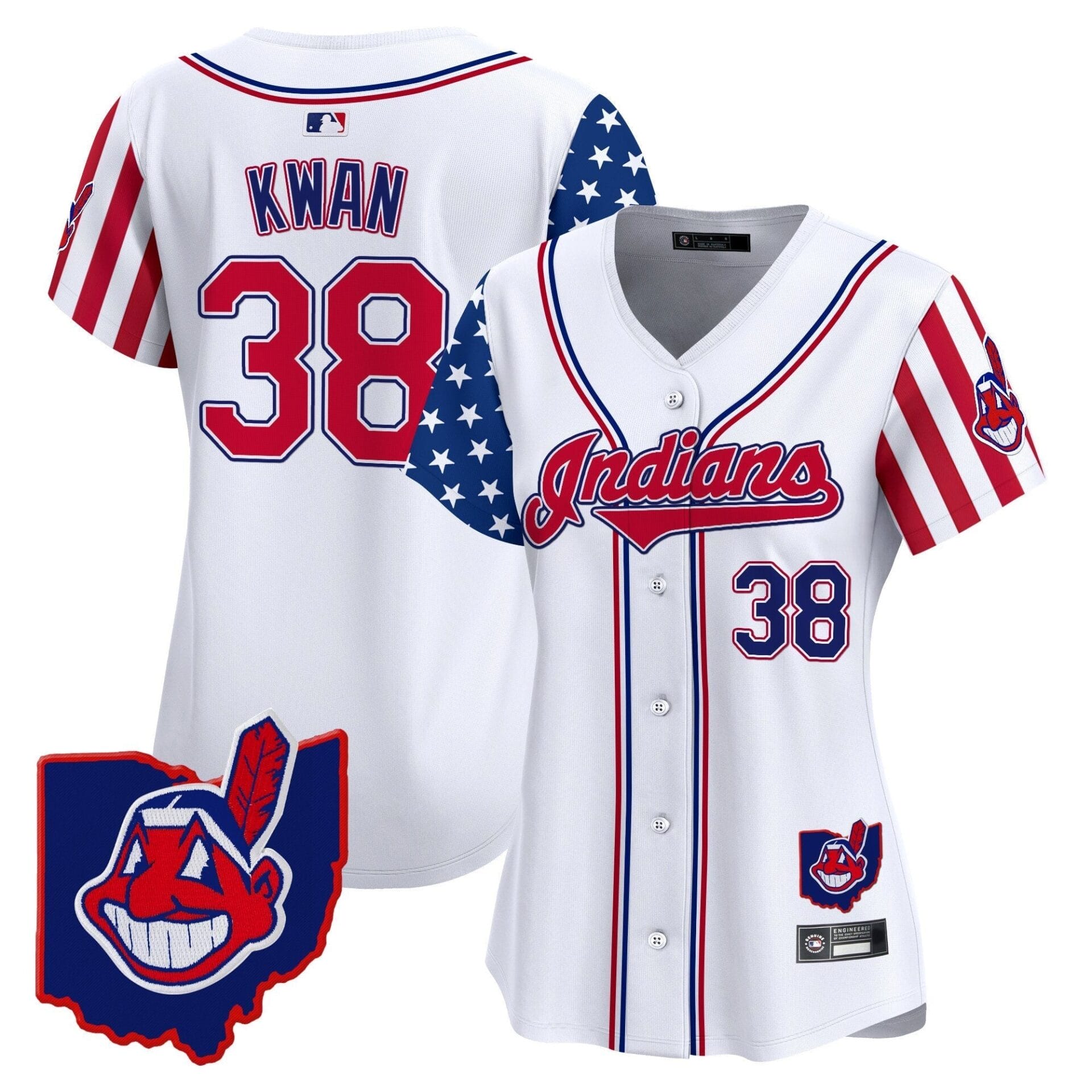 Women's Cleveland Indians 2025 Independence Day Vapor Premier Limited Jersey - All Stitched - Image 3