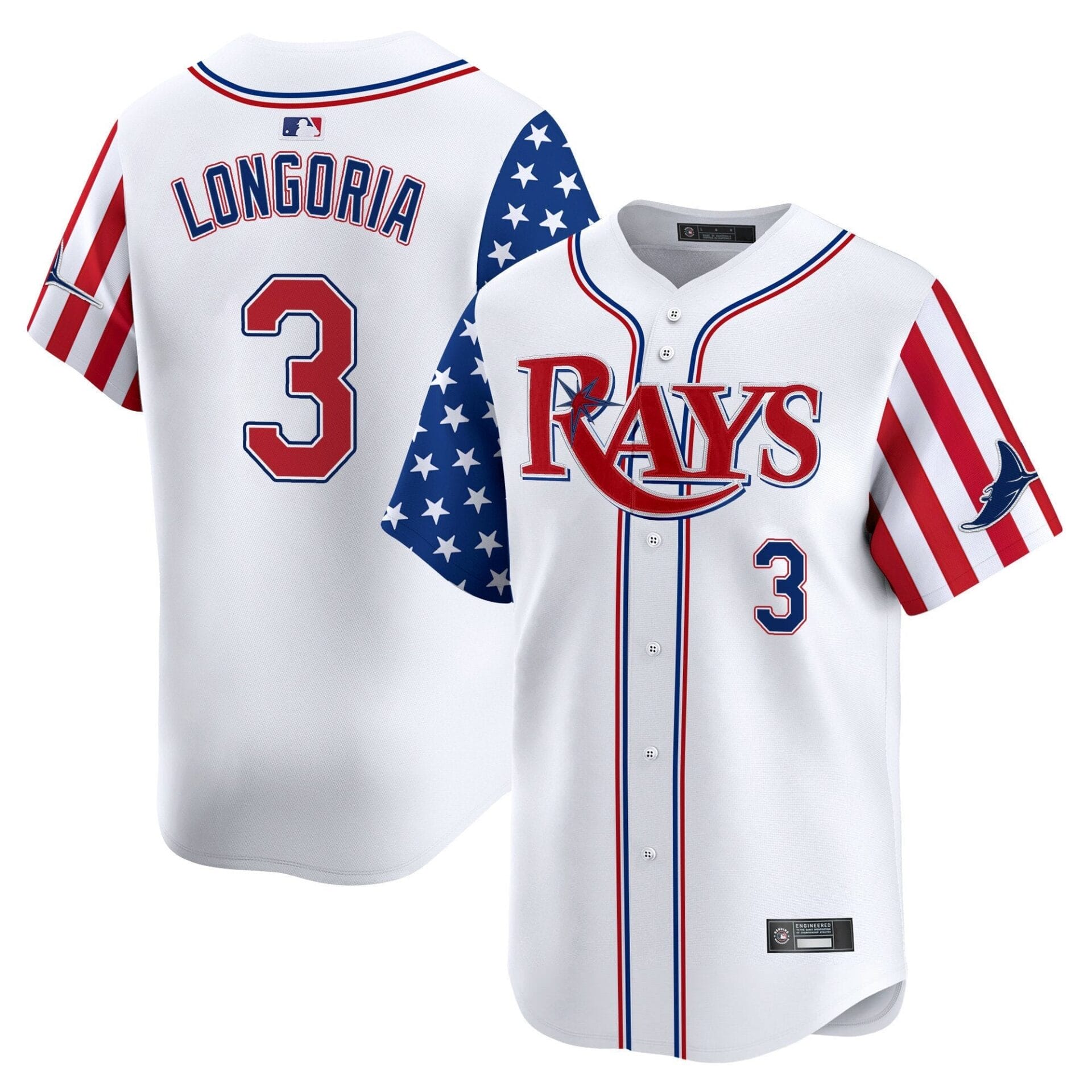 Tampa Bay Rays 2025 Independence Day Vapor Premier Limited Jersey - All Stitched - Image 6