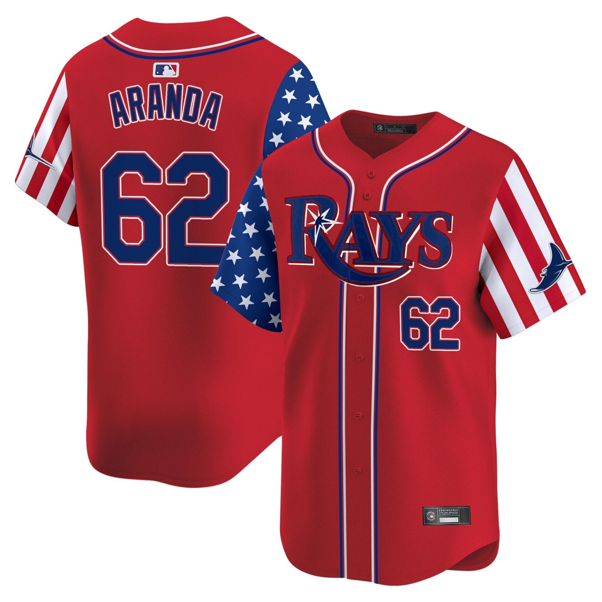 Tampa Bay Rays 2025 Independence Day Vapor Premier Limited Jersey - All Stitched - Image 9
