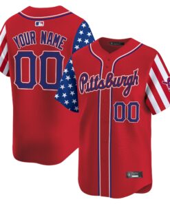 Alternative view of Pittsburgh Pirates 2025 Independence Day Vapor Premier Limited Custom Jersey - All Stitched
