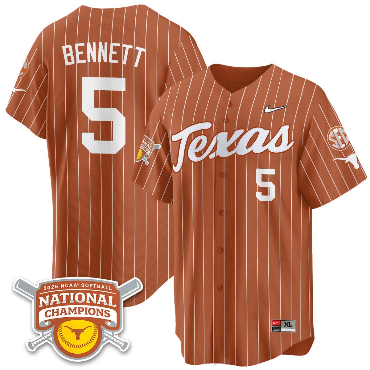 Texas Longhorns Softball 2025 World Series Champions Limited Jersey - All Stitched - Image 4