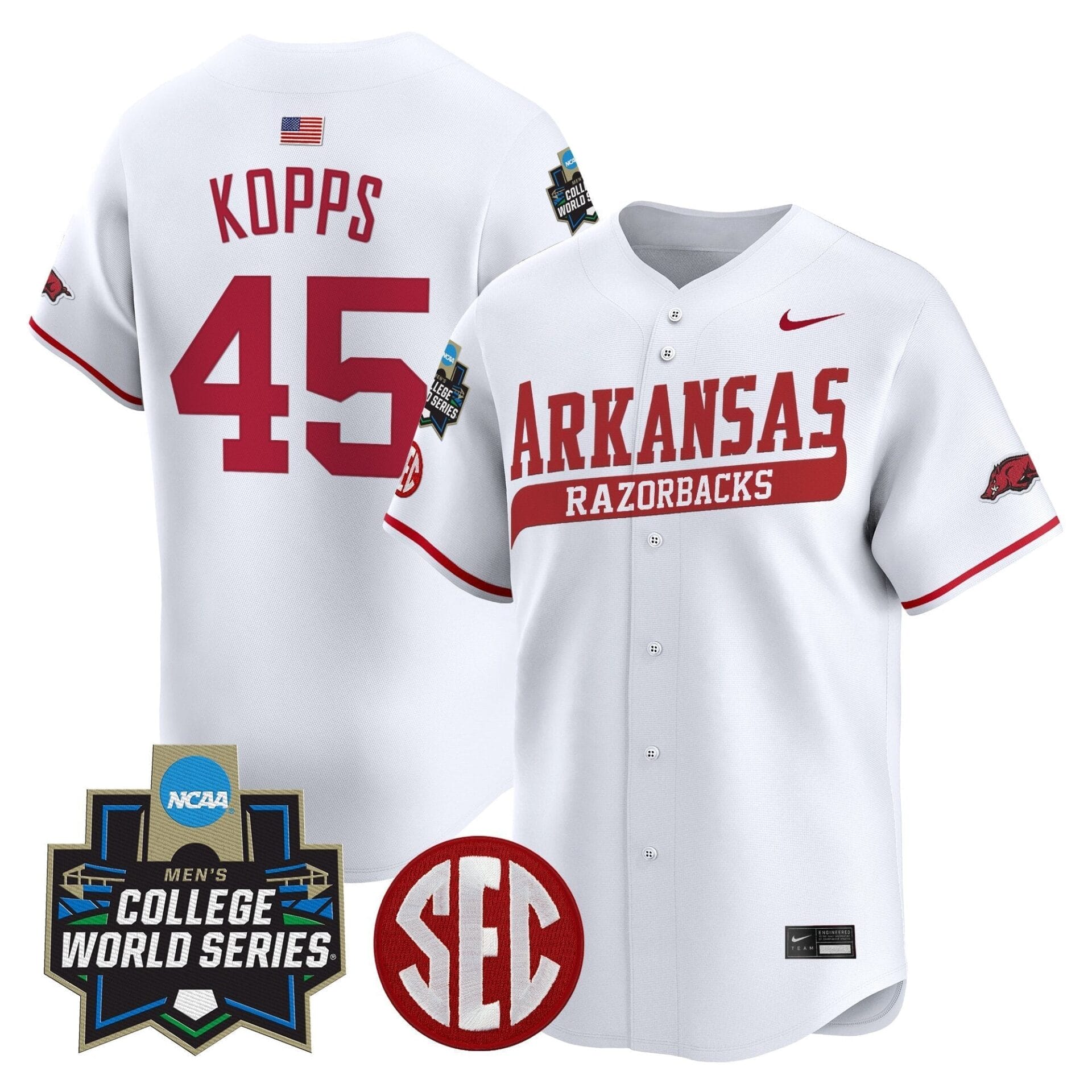 Arkansas Razorbacks 2025 World Series Vapor Premier Limited Jersey - All Stitched - Image 39