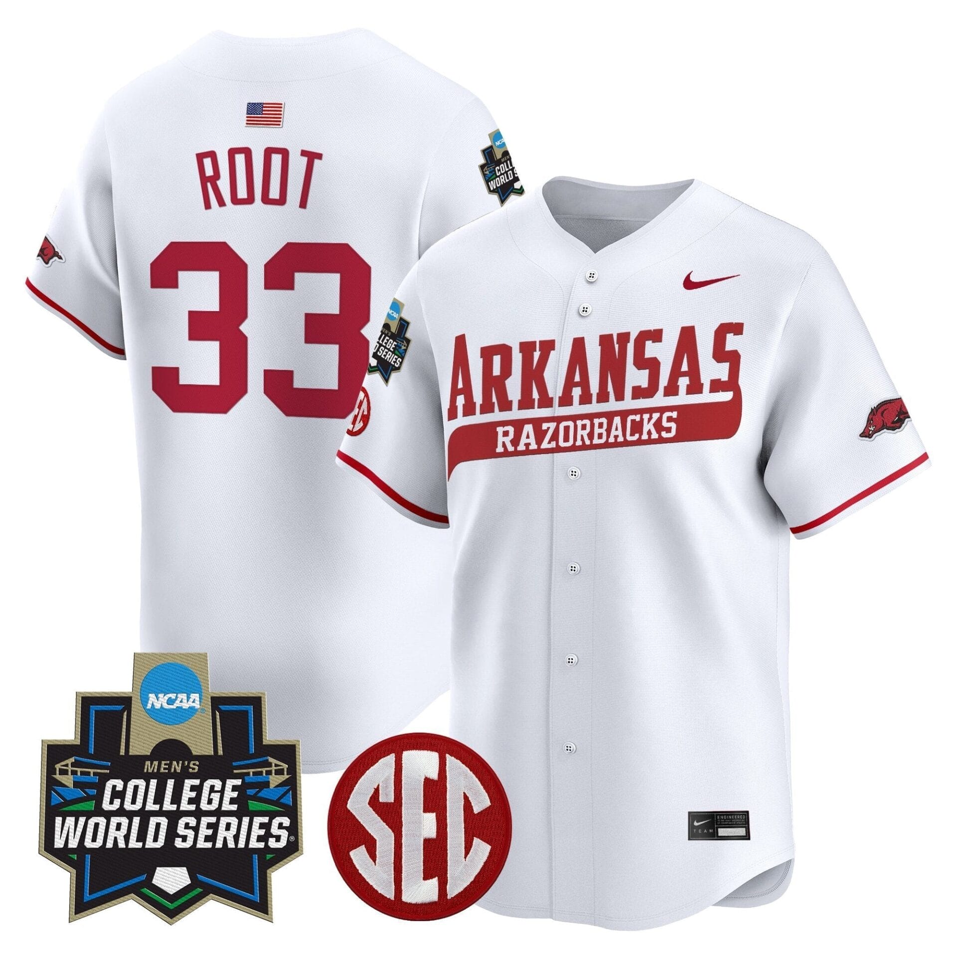 Arkansas Razorbacks 2025 World Series Vapor Premier Limited Jersey - All Stitched - Image 37