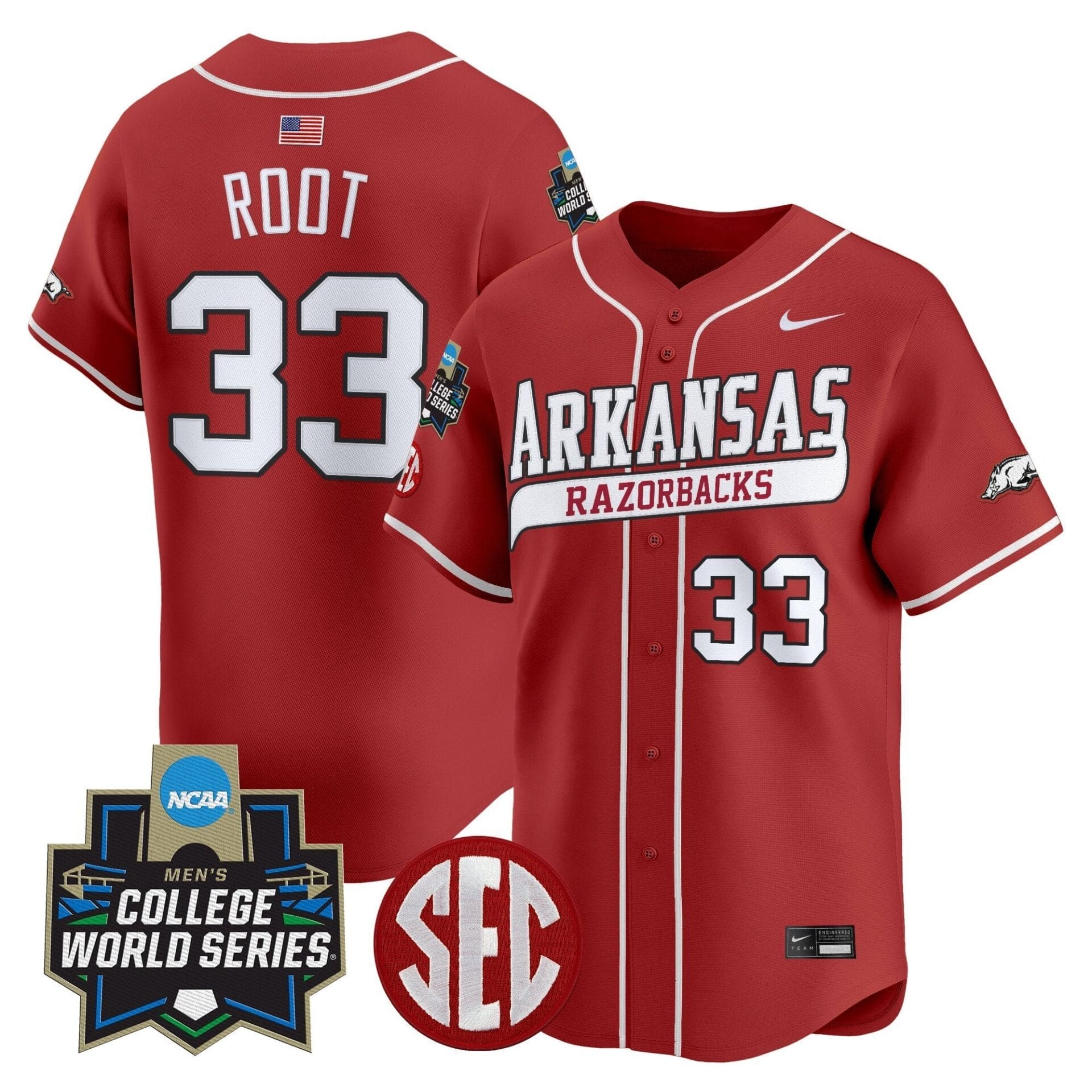 Arkansas Razorbacks 2025 World Series Vapor Premier Limited Jersey - All Stitched - Image 5