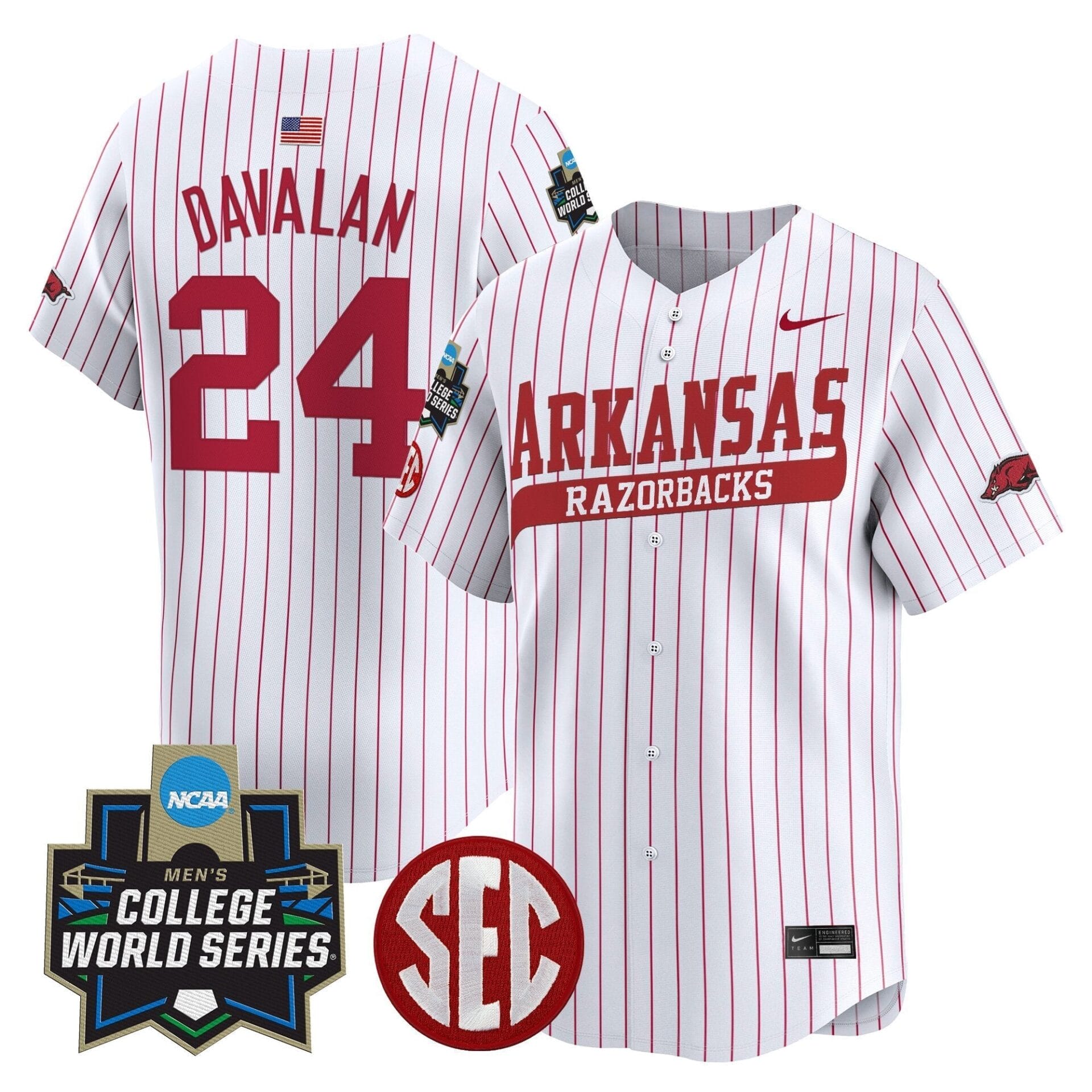 Arkansas Razorbacks 2025 World Series Vapor Premier Limited Jersey - All Stitched - Image 10