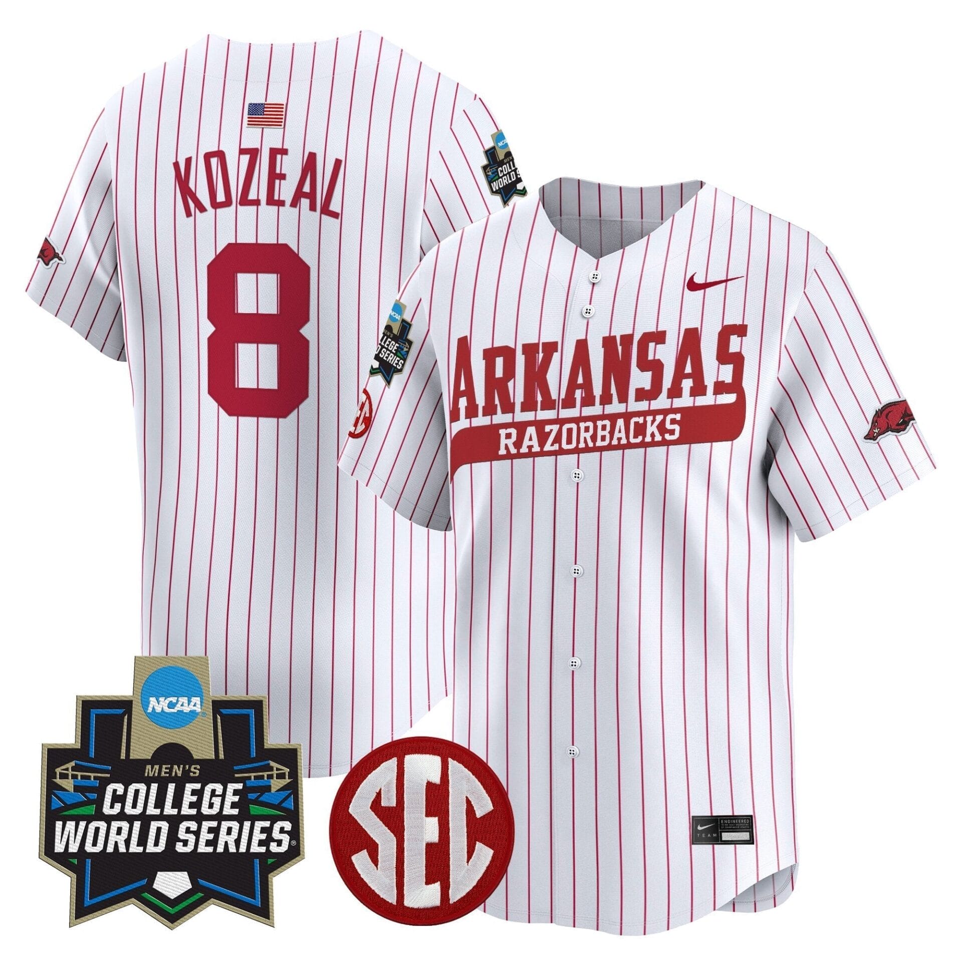 Arkansas Razorbacks 2025 World Series Vapor Premier Limited Jersey - All Stitched - Image 12