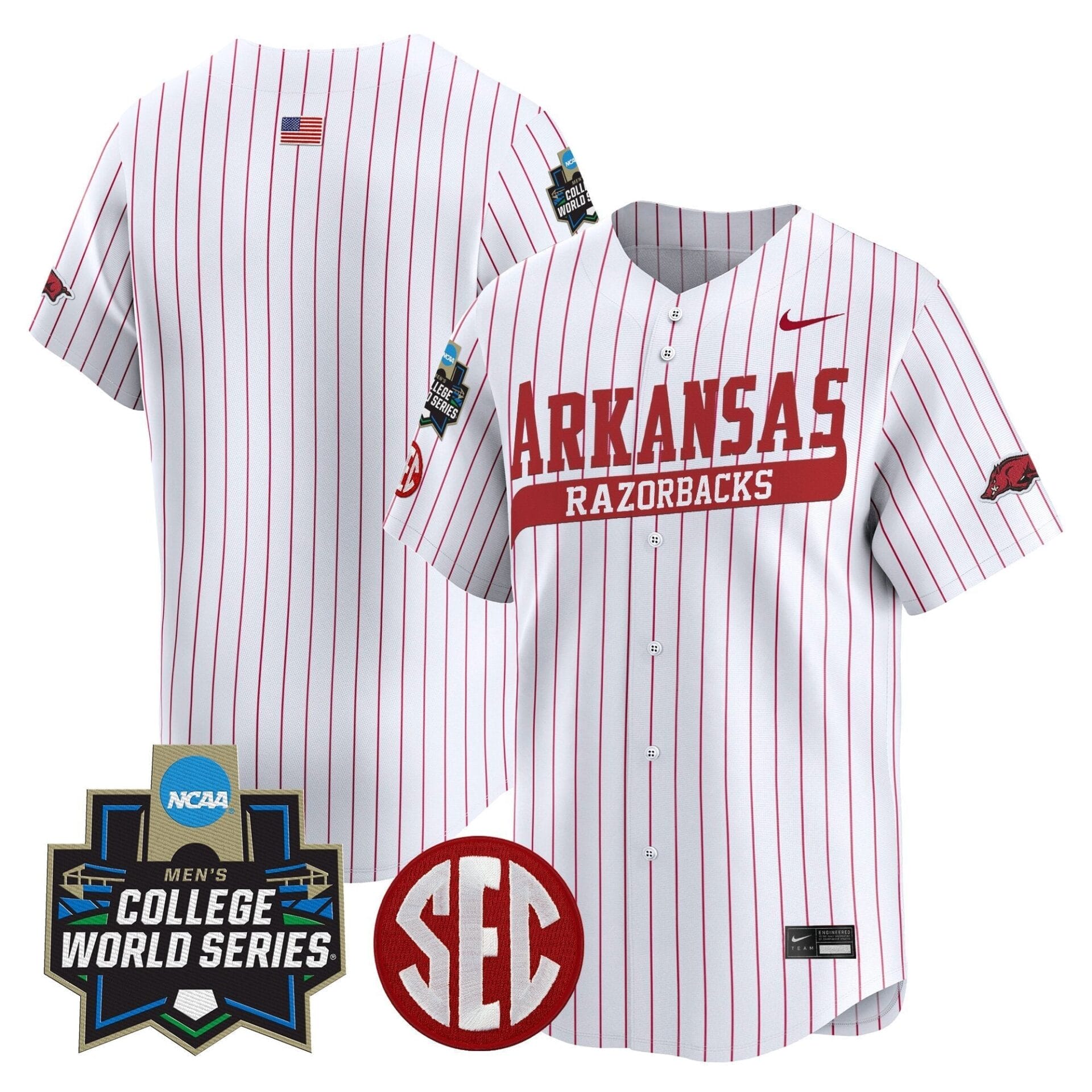 Arkansas Razorbacks 2025 World Series Vapor Premier Limited Jersey - All Stitched - Image 16