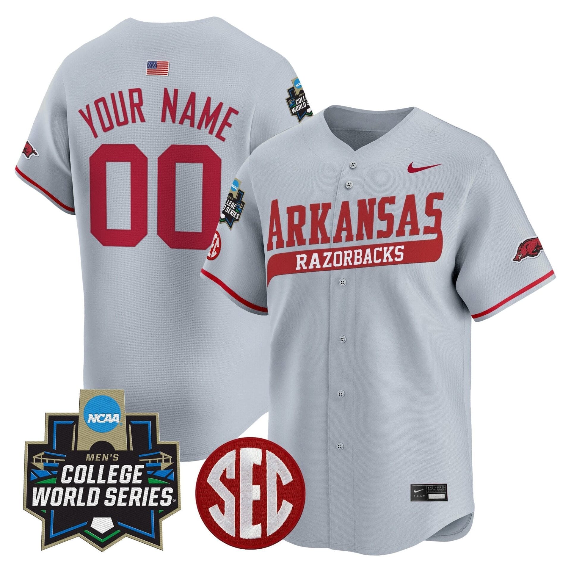 Arkansas Razorbacks 2025 World Series Vapor Premier Limited Custom Jersey - All Stitched - Image 4
