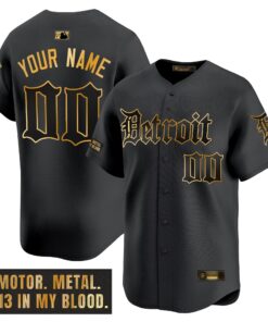 Detroit Tigers 'Motor Gothic Edition' Gold Vapor Premier Limited Custom Jersey - All Stitched