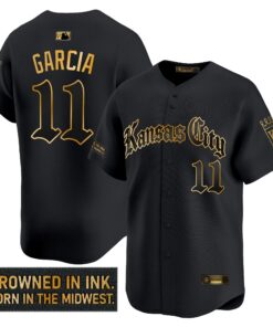 Alternative view of Kansas City Royals 'Gothic Crown Edition' Gold Vapor Premier Limited Jersey - All Stitched