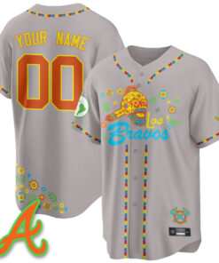 Alternative view of Atlanta Braves 2025 "Los Bravos" Custom Jersey V2 - All Stitched