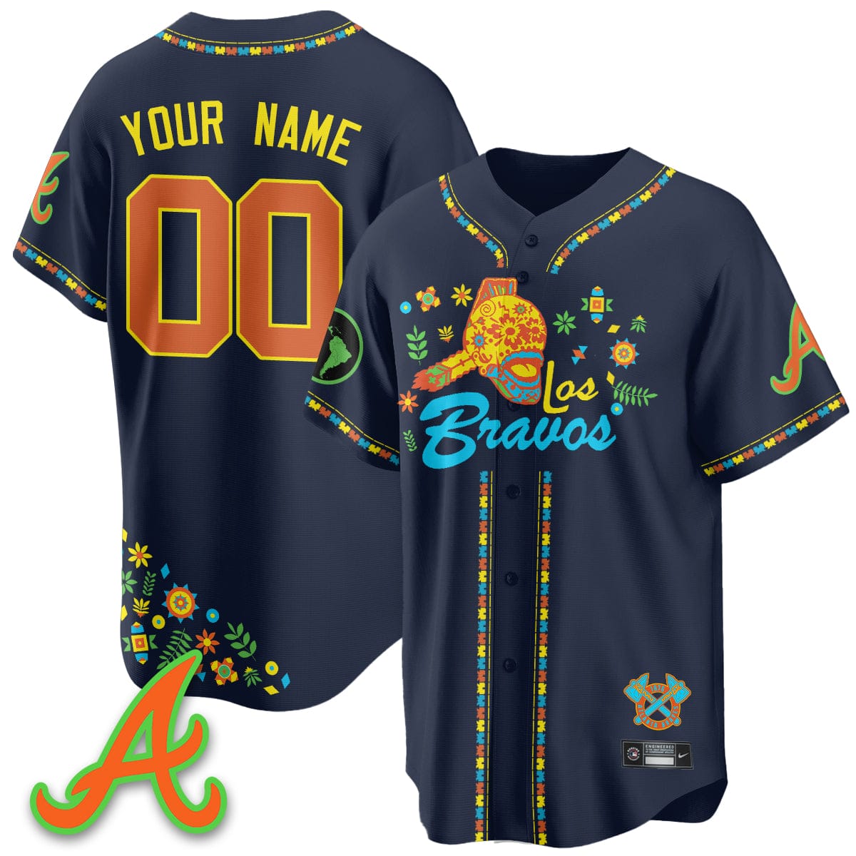 Atlanta Braves 2025 "Los Bravos" Custom Jersey V2 - All Stitched - Image 6