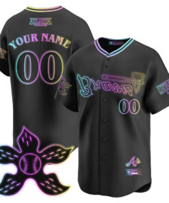 Alternative view of Atlanta Braves Stranger Things 2025 Limited Custom Jersey - All Stitched