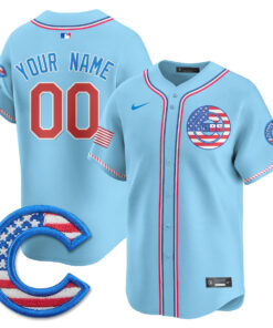 Alternative view of Chicago Cubs 2025 Fourth of July Custom Jersey - All Stitched