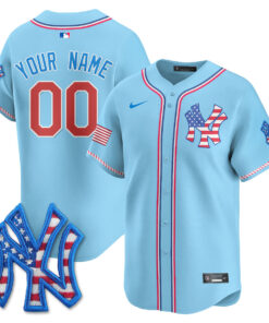 Alternative view of New York Yankees 2025 Fourth of July Custom Jersey - All Stitched