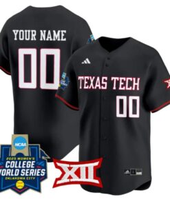 Custom Texas Tech Red Raiders Jersey Softball 2025 World Series Stitched Black