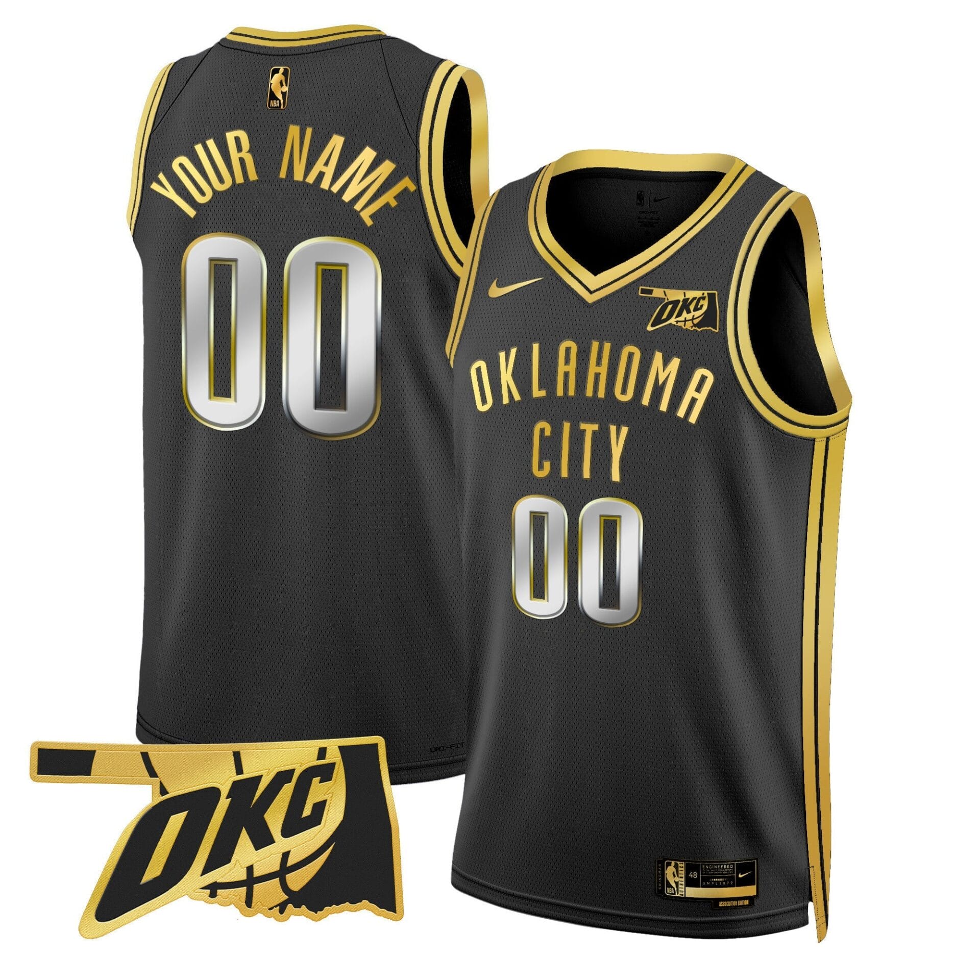 Oklahoma City Thunder Swingman Custom Jersey - Oklahoma Patch - All Stitched - Image 2