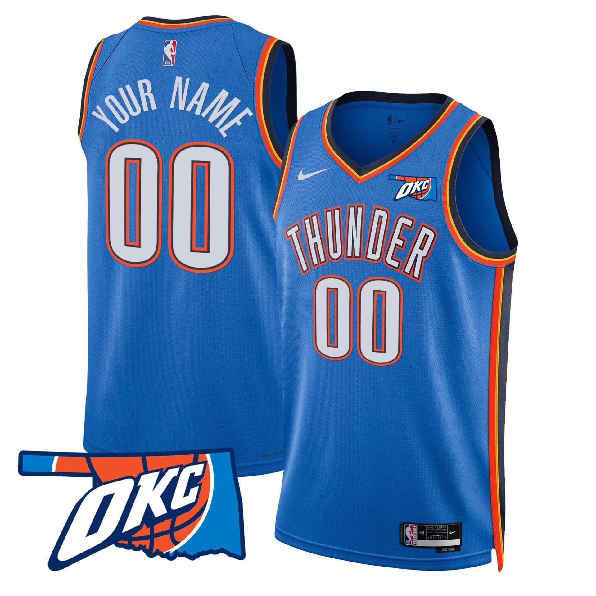 Oklahoma City Thunder Swingman Custom Jersey - Oklahoma Patch - All Stitched - Image 3