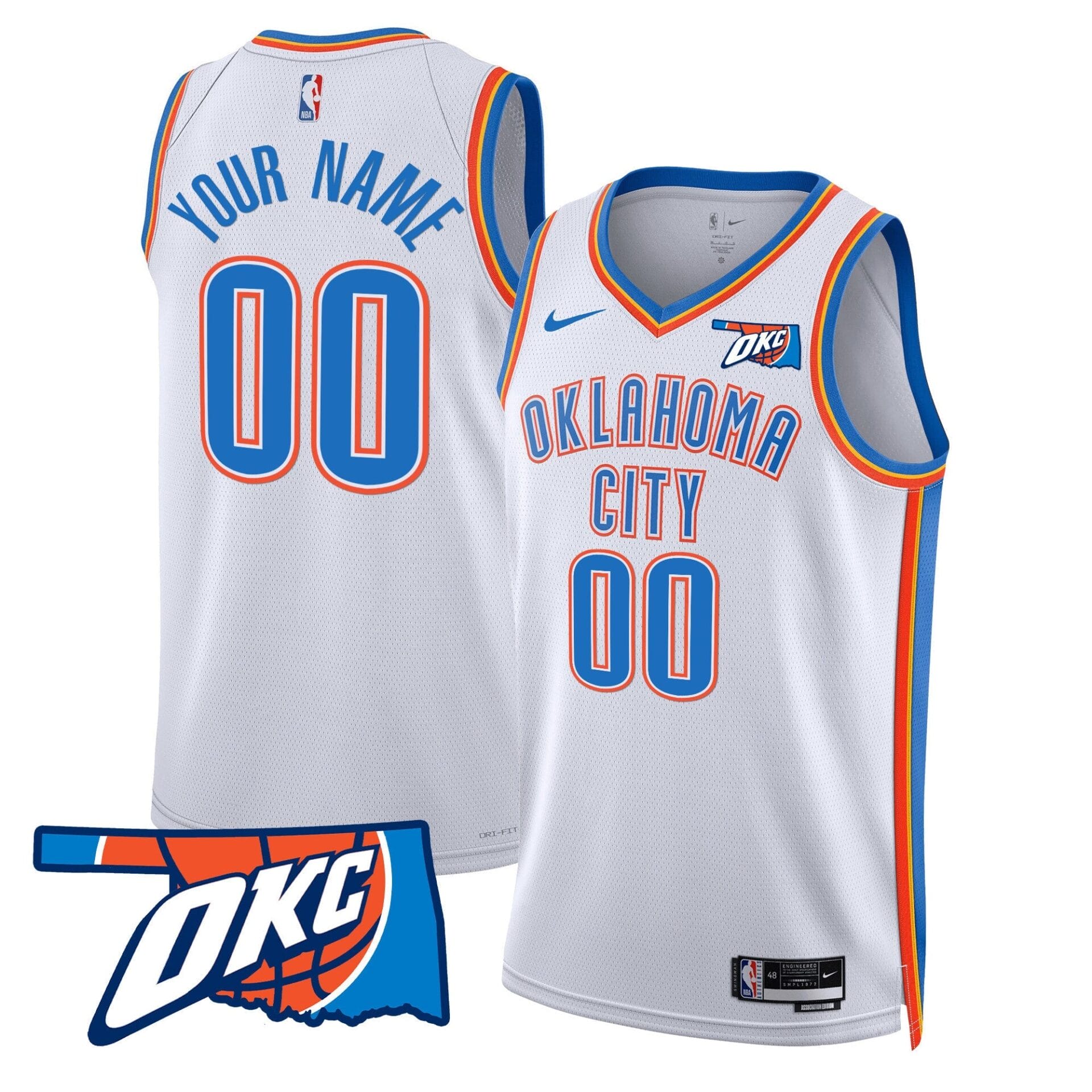 Oklahoma City Thunder Swingman Custom Jersey - Oklahoma Patch - All Stitched - Image 4
